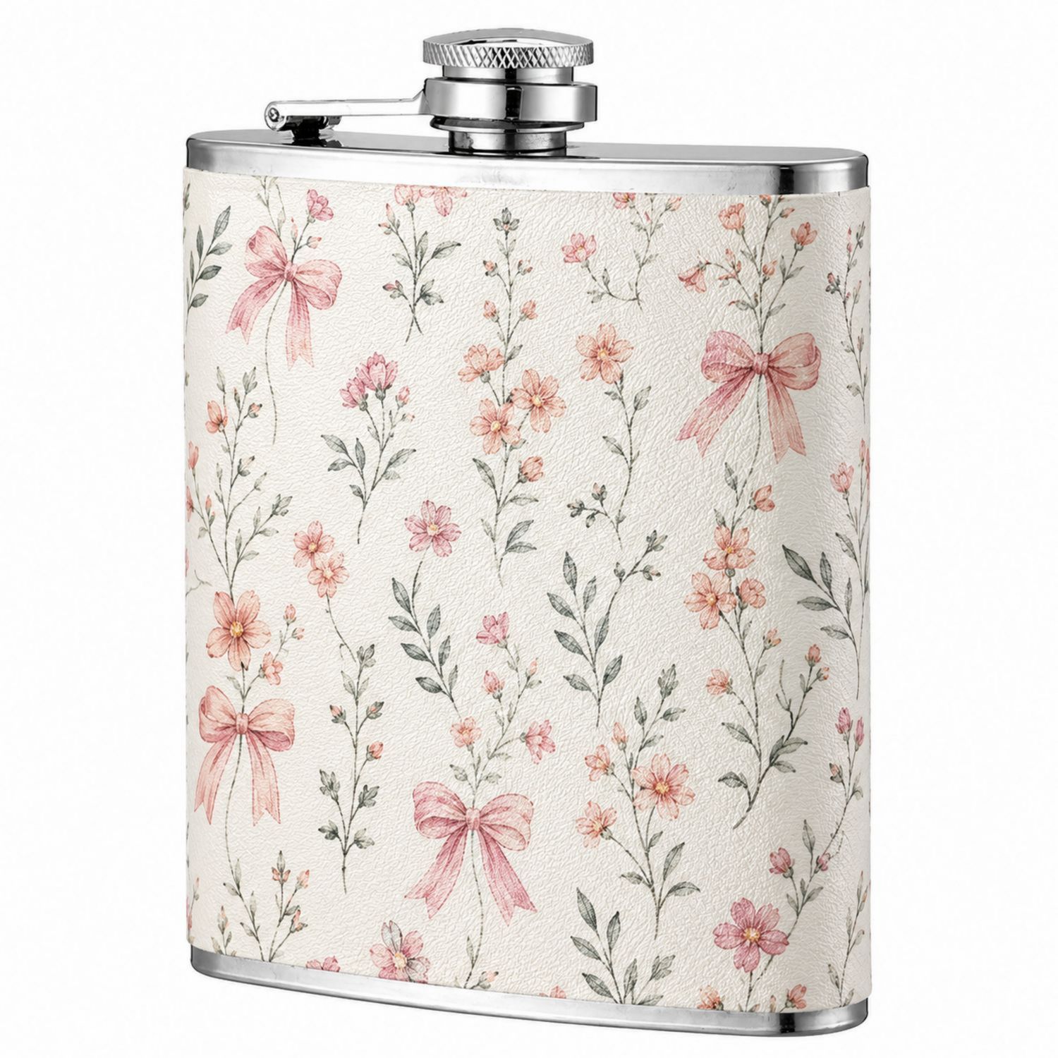 Petaca floral de acero inoxidable con diseño de lazo 240ml-Urbanvirel