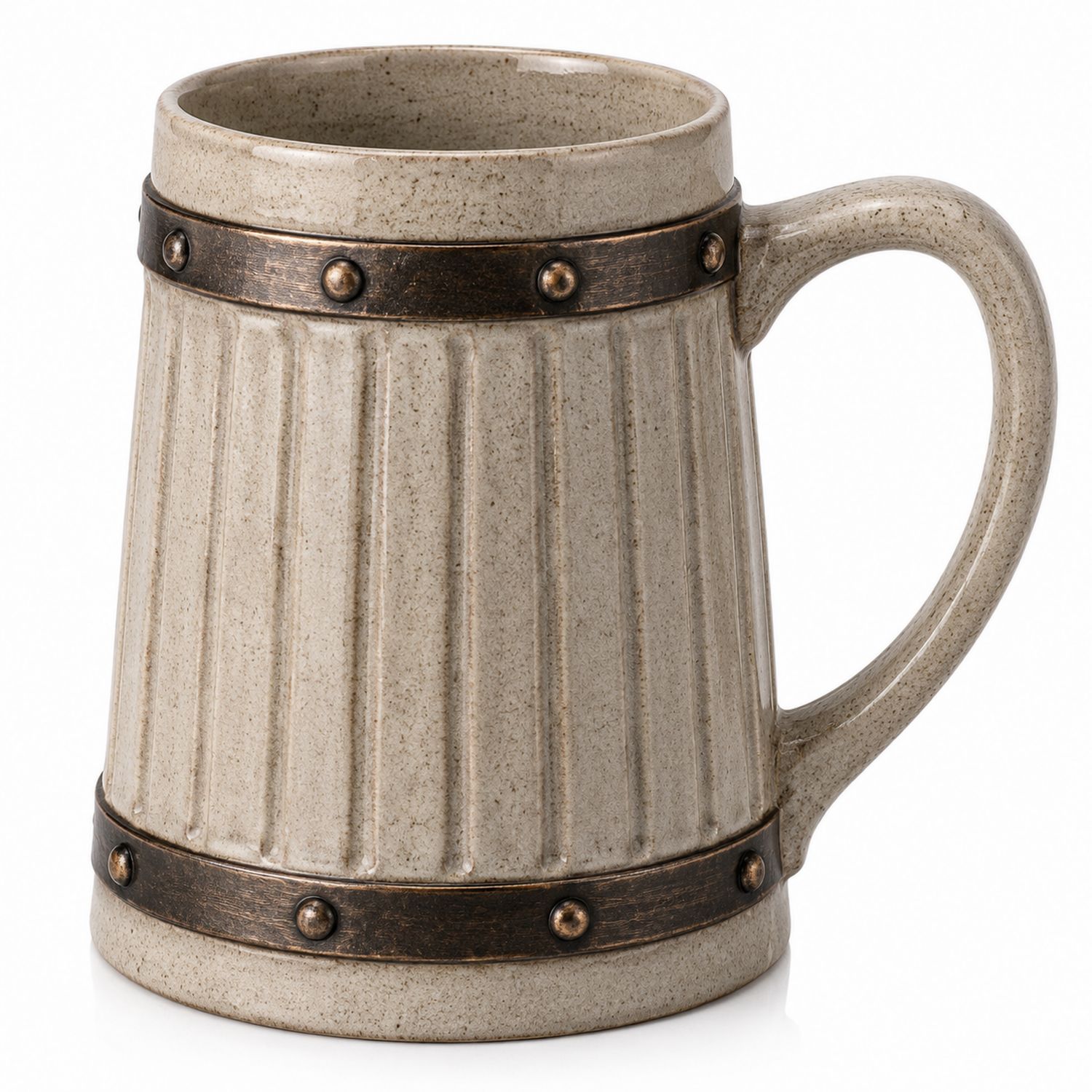 Taza de cerámica beige con banda decorativa-Urbanvirel