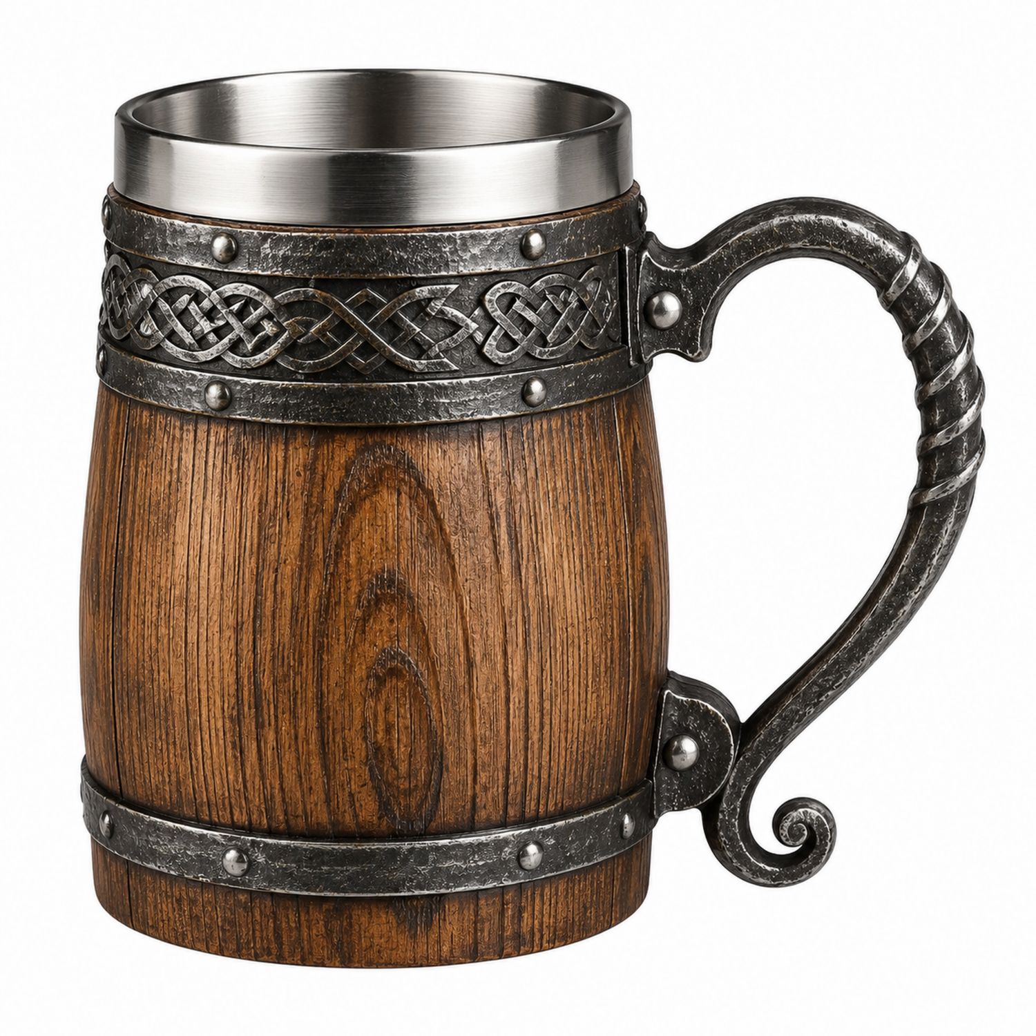 Jarra de Cerveza Medieval de Madera y Metal, 500ml-Urbanvirel