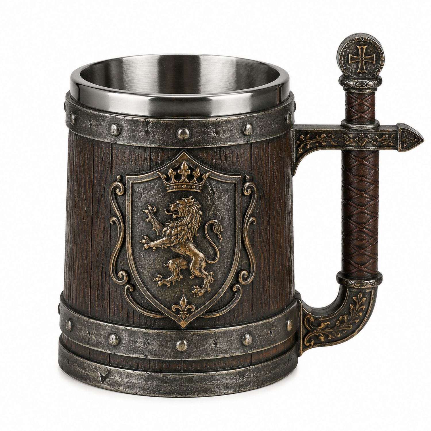 Jarra Medieval con Mango de Espada y Escudo de León-Urbanvirel