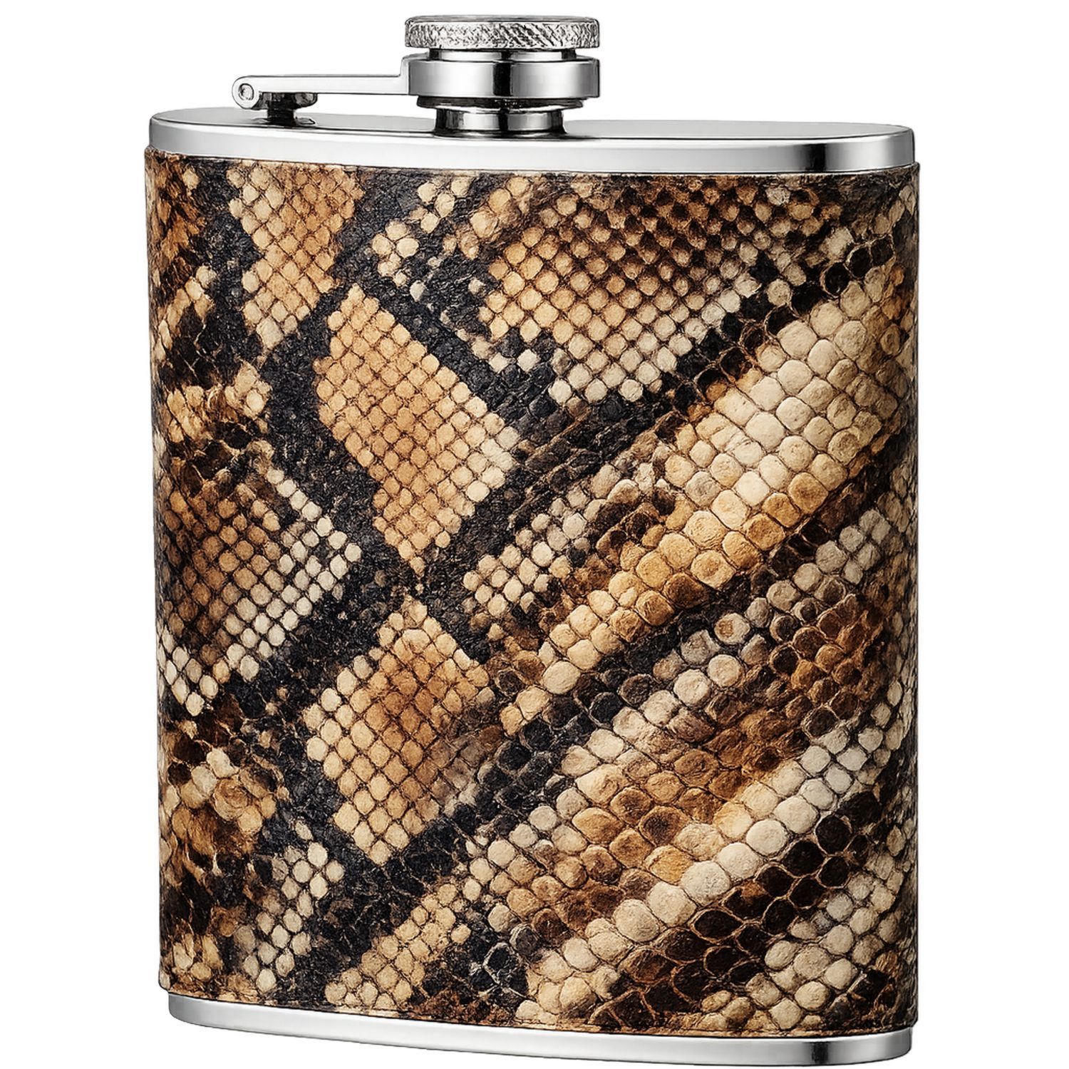 Petaca de Acero Inoxidable con Estampado de Serpiente 200 ml Marrón/Negro-Urbanvirel