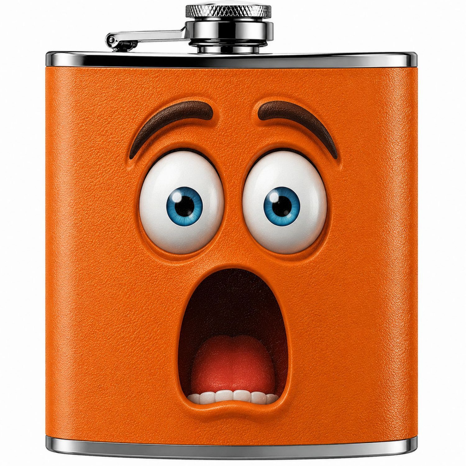Petaca con Diseño de Cara Sorpresa Naranja 200ml-Urbanvirel