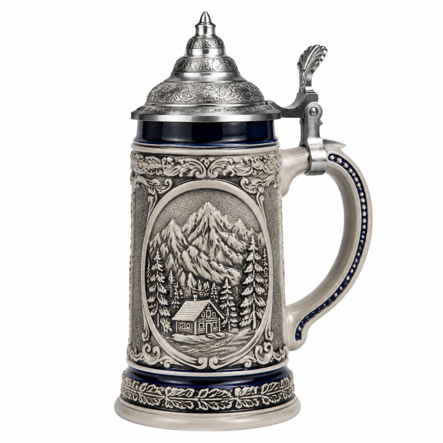 Jarra de Cerveza de Cerámica con Tapa Metálica, 500 ml-Urbanvirel