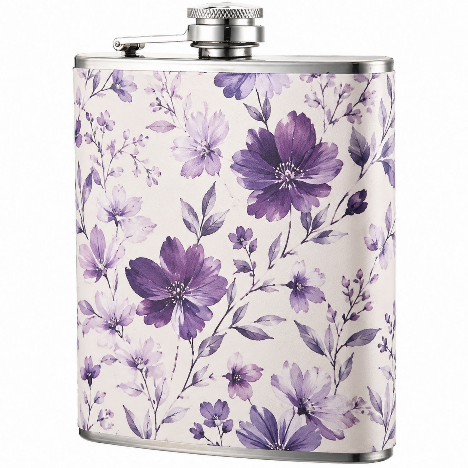 Petaca de Acero Inoxidable Floral Púrpura 240ml-Urbanvirel