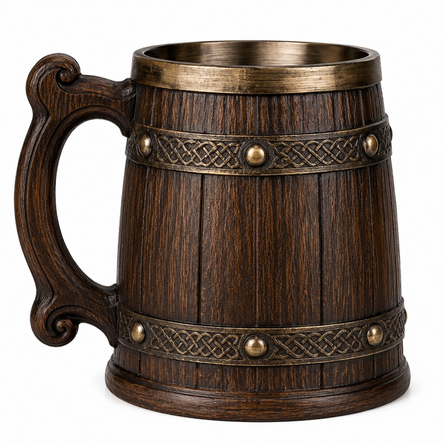Jarra de Cerveza Estilo Barril con Detalles Decorativos 500ml Marrón-Urbanvirel