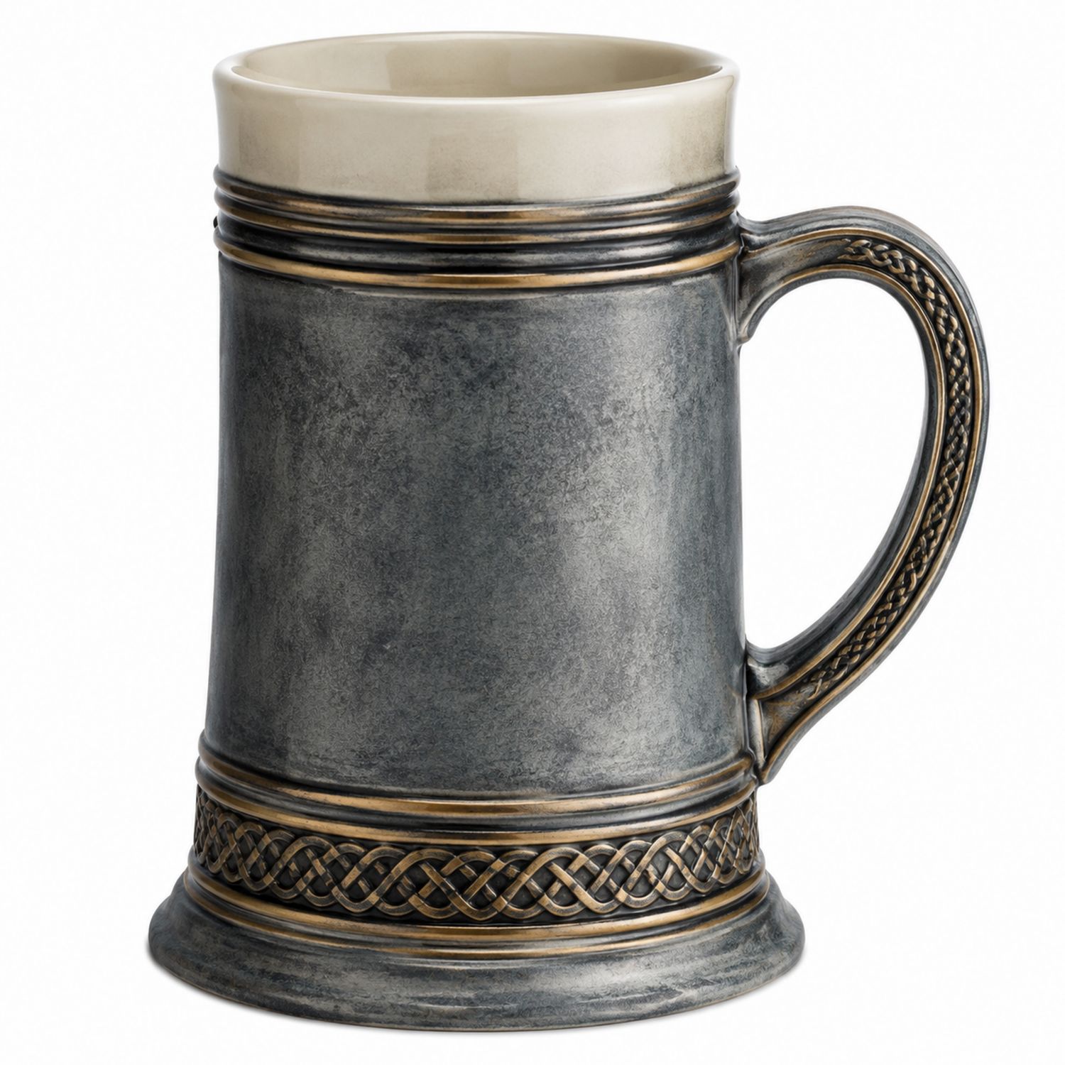 Jarra de Cerveza de Cerámica Gris con Relieve Decorativo-Urbanvirel