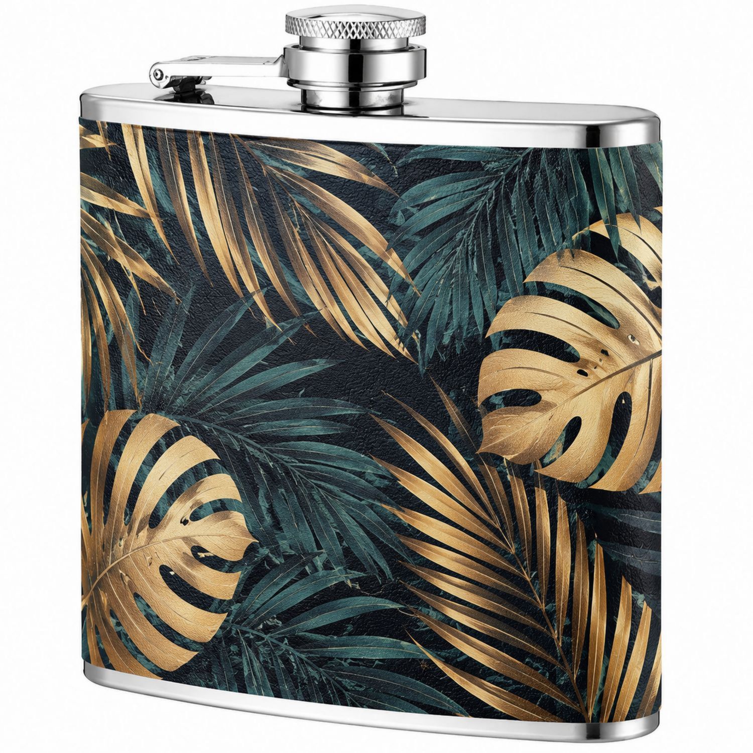 Petaca de Acero Inoxidable con Diseño Tropical 200ml-Urbanvirel