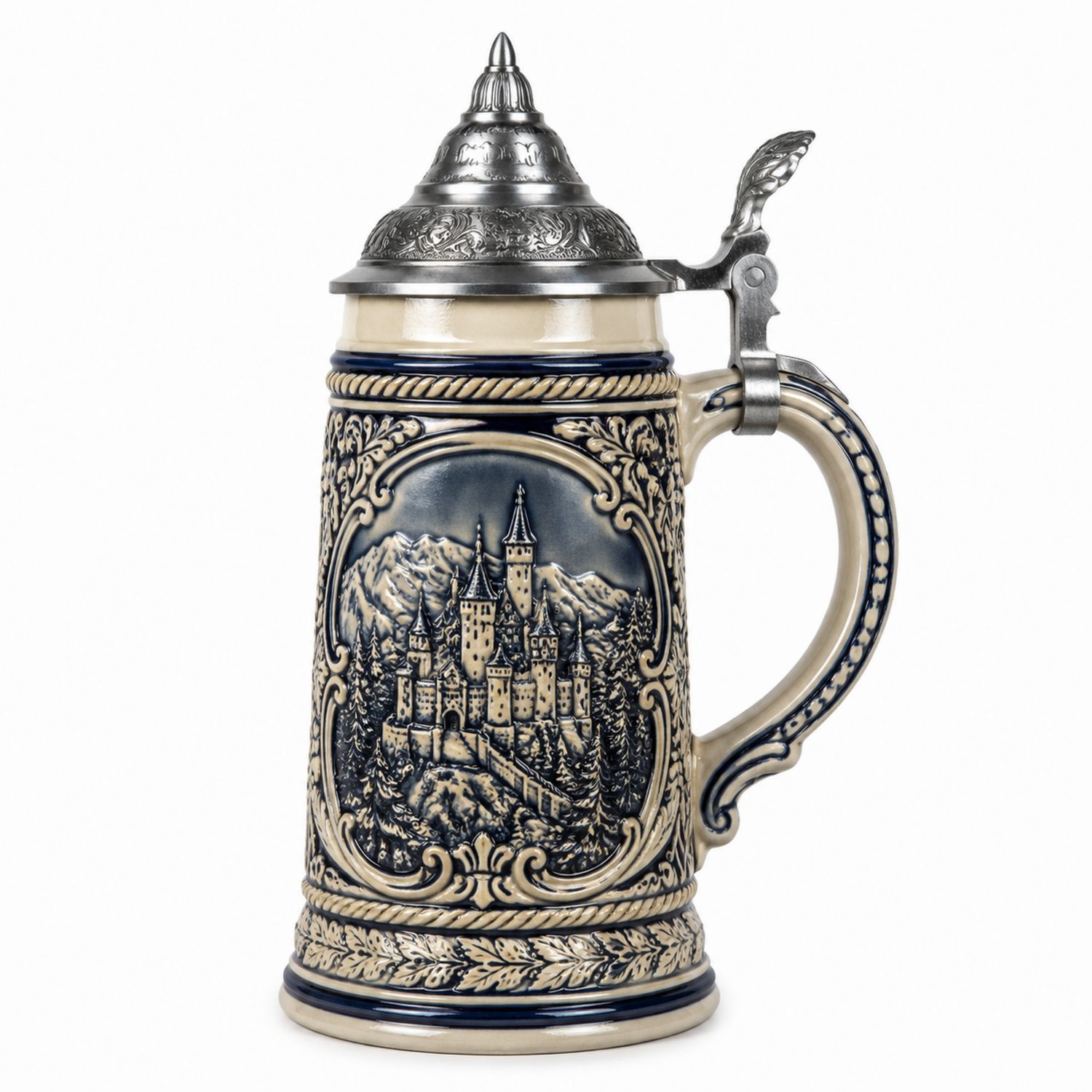 Jarra de Cerveza 500ml con Tapa Metálica y Diseño de Castillo-Urbanvirel