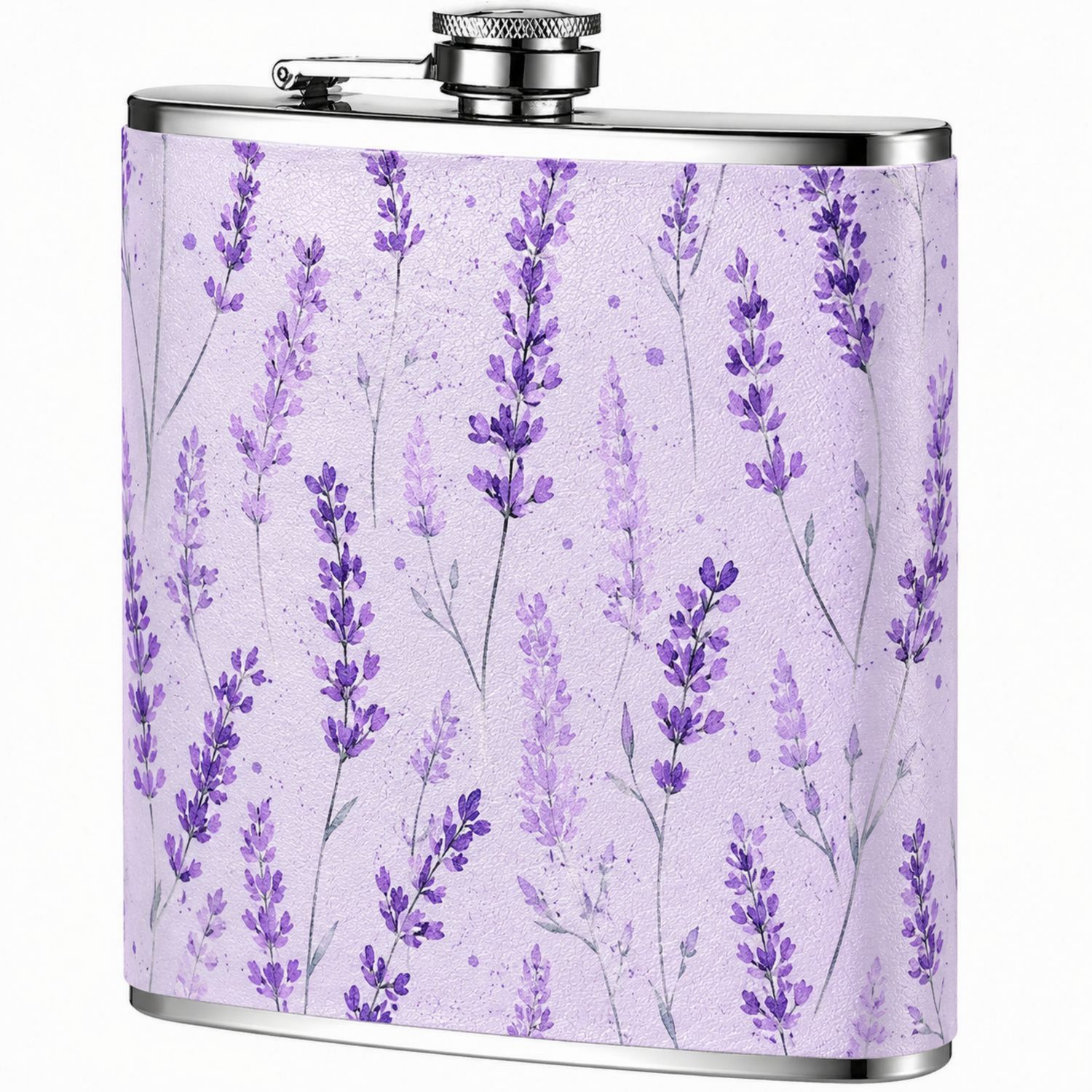 Petaca de Acero Inoxidable con Diseño Floral de Lavanda, 240ml-Urbanvirel