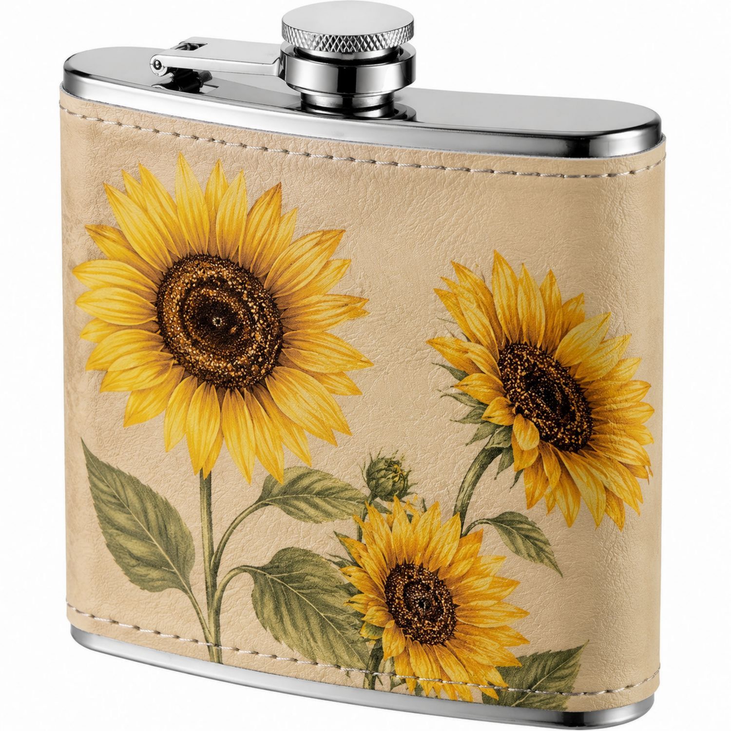 Petaca de Acero con Diseño de Girasoles 175ml-Urbanvirel