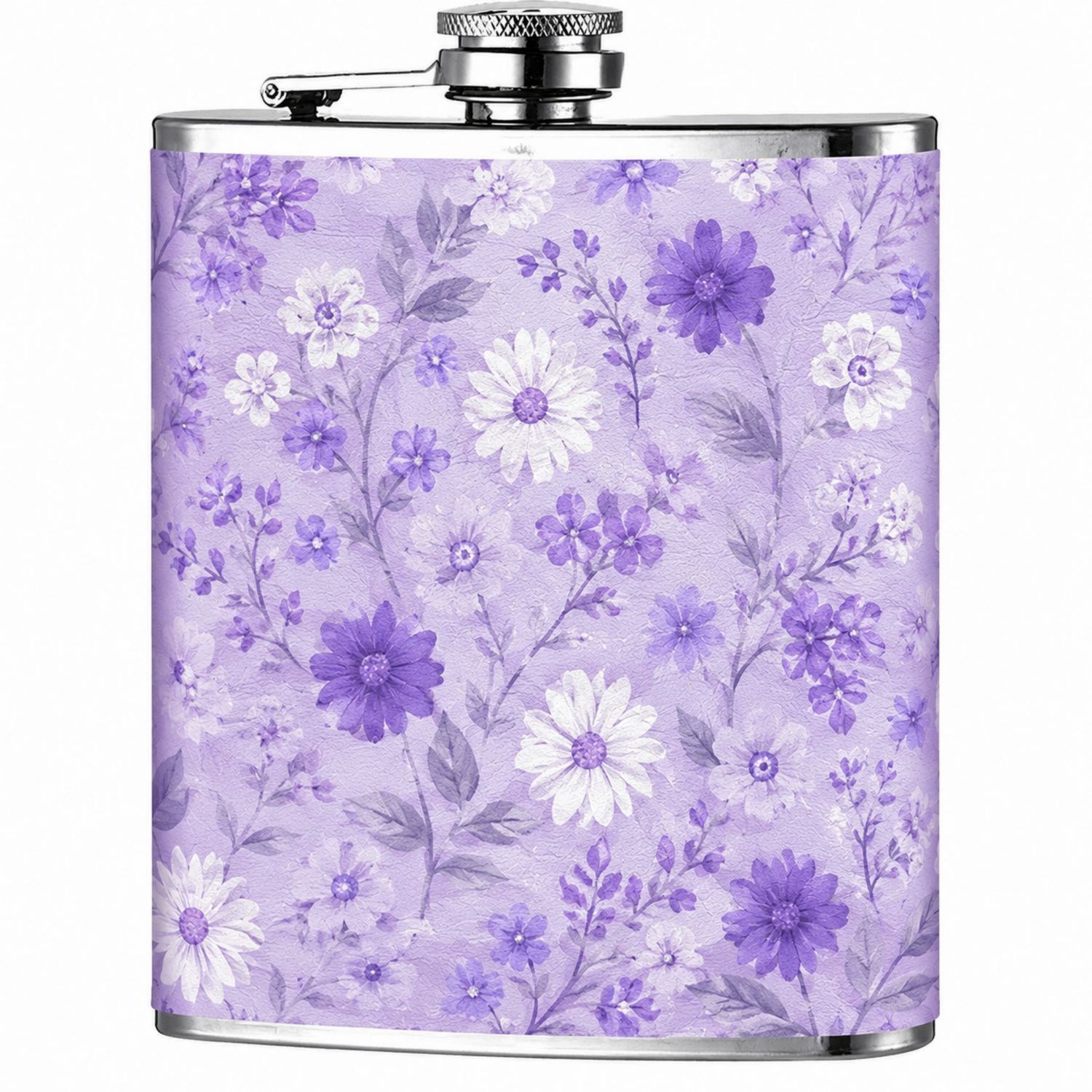 Petaca de Acero Inoxidable con Diseño Floral Púrpura 227ml-Urbanvirel