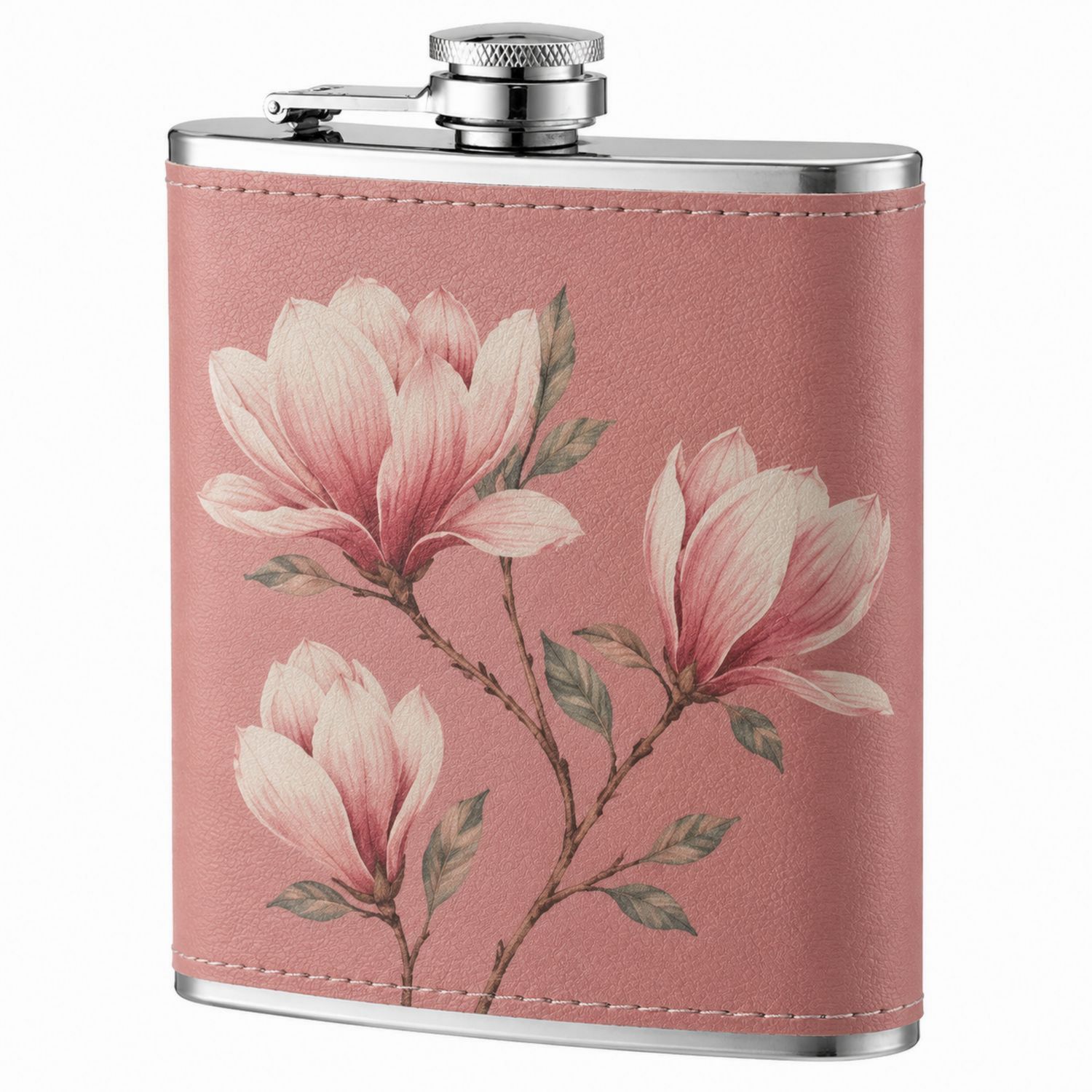Petaca Rosa con Estampado Floral 240ml-Urbanvirel