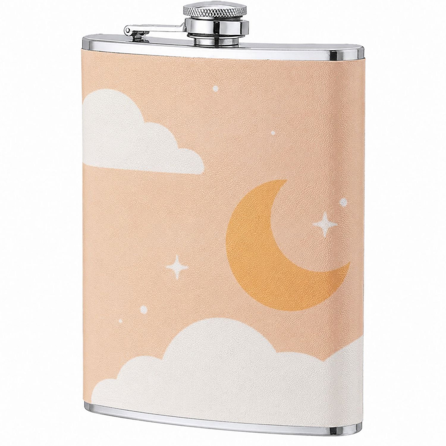 Petaca Personalizada con Diseño de Luna y Estrellas - 150ml, Beige-Urbanvirel