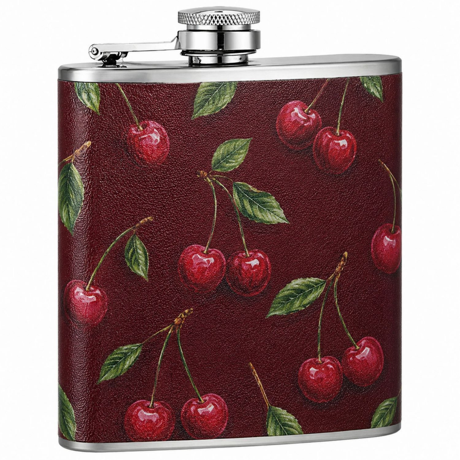Petaca de Acero Inoxidable con Diseño de Cereza, 230ml, Antifugas-Urbanvirel