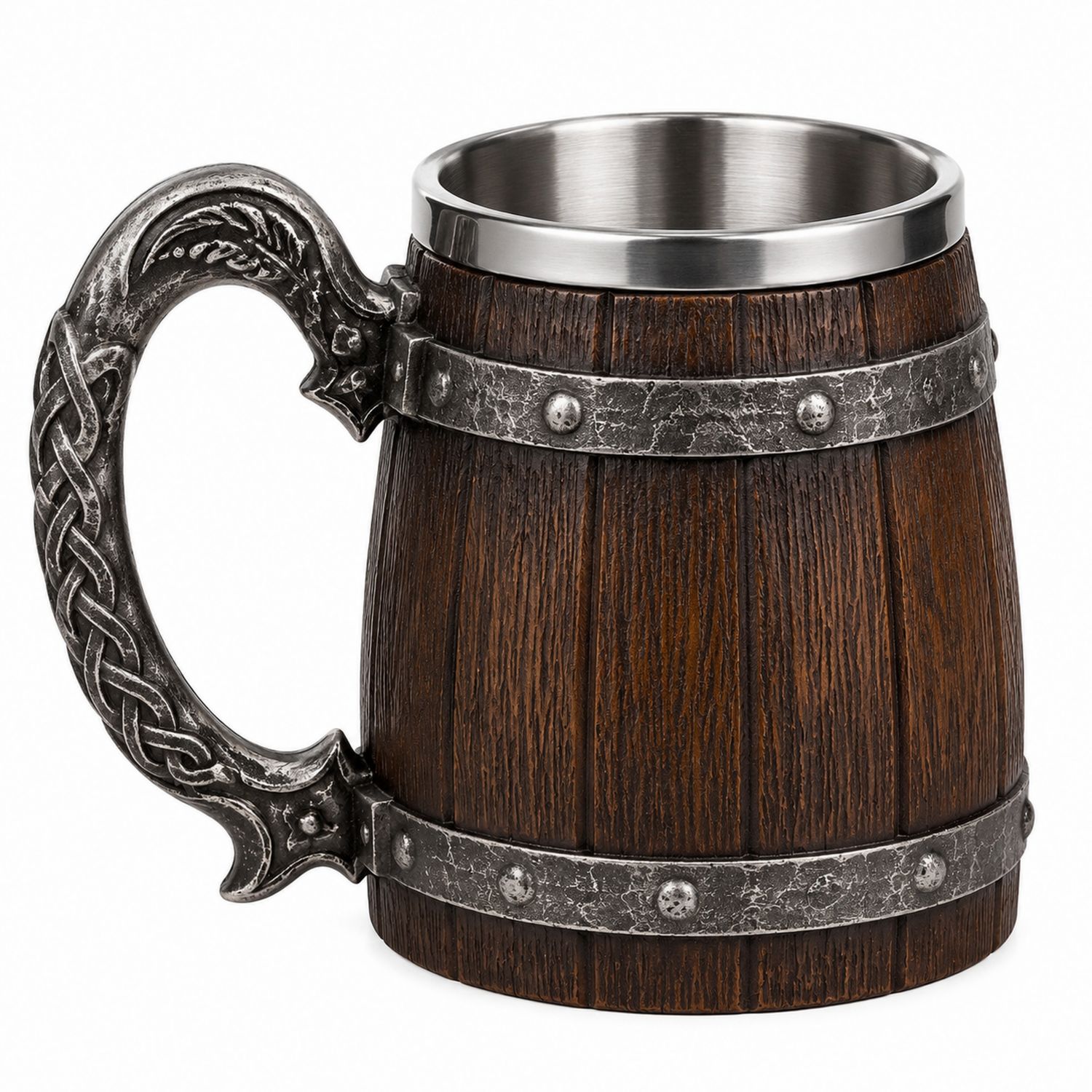 Jarra de Cerveza Barril con Detalles Metálicos 500ml-Urbanvirel