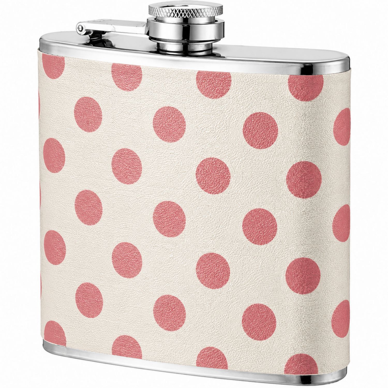 Petaca de acero inoxidable con diseño de lunares rosa y blanco 200ml-Urbanvirel