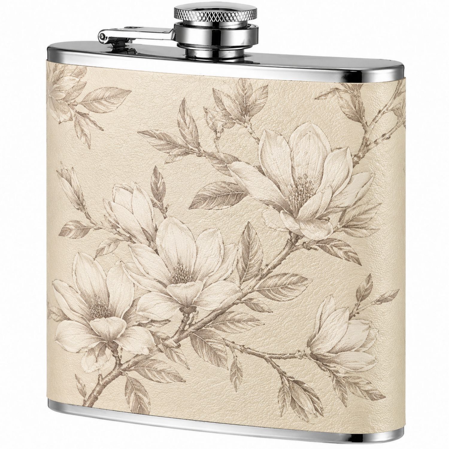 Petaca con Diseño Floral 240ml Beige-Urbanvirel