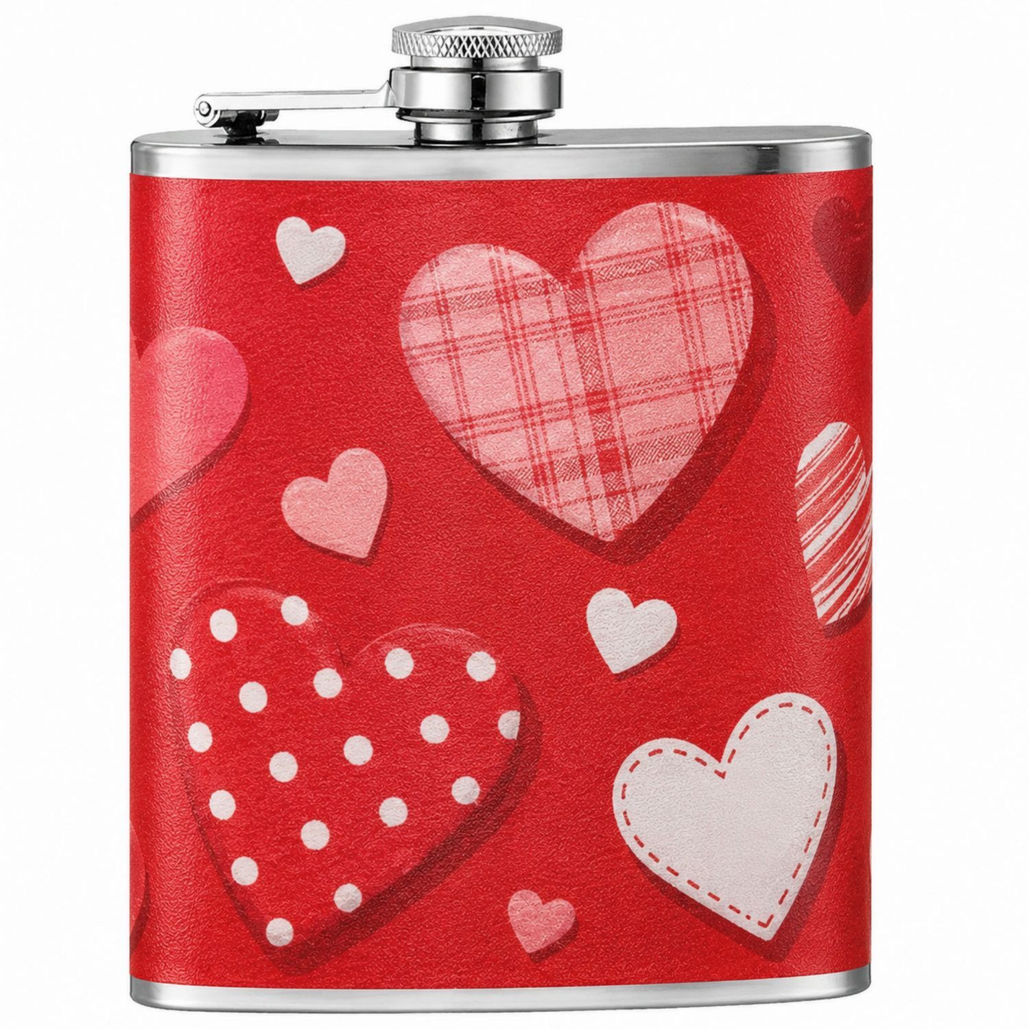 Petaca de Acero Inoxidable 240ml con Corazones Rojos-Urbanvirel