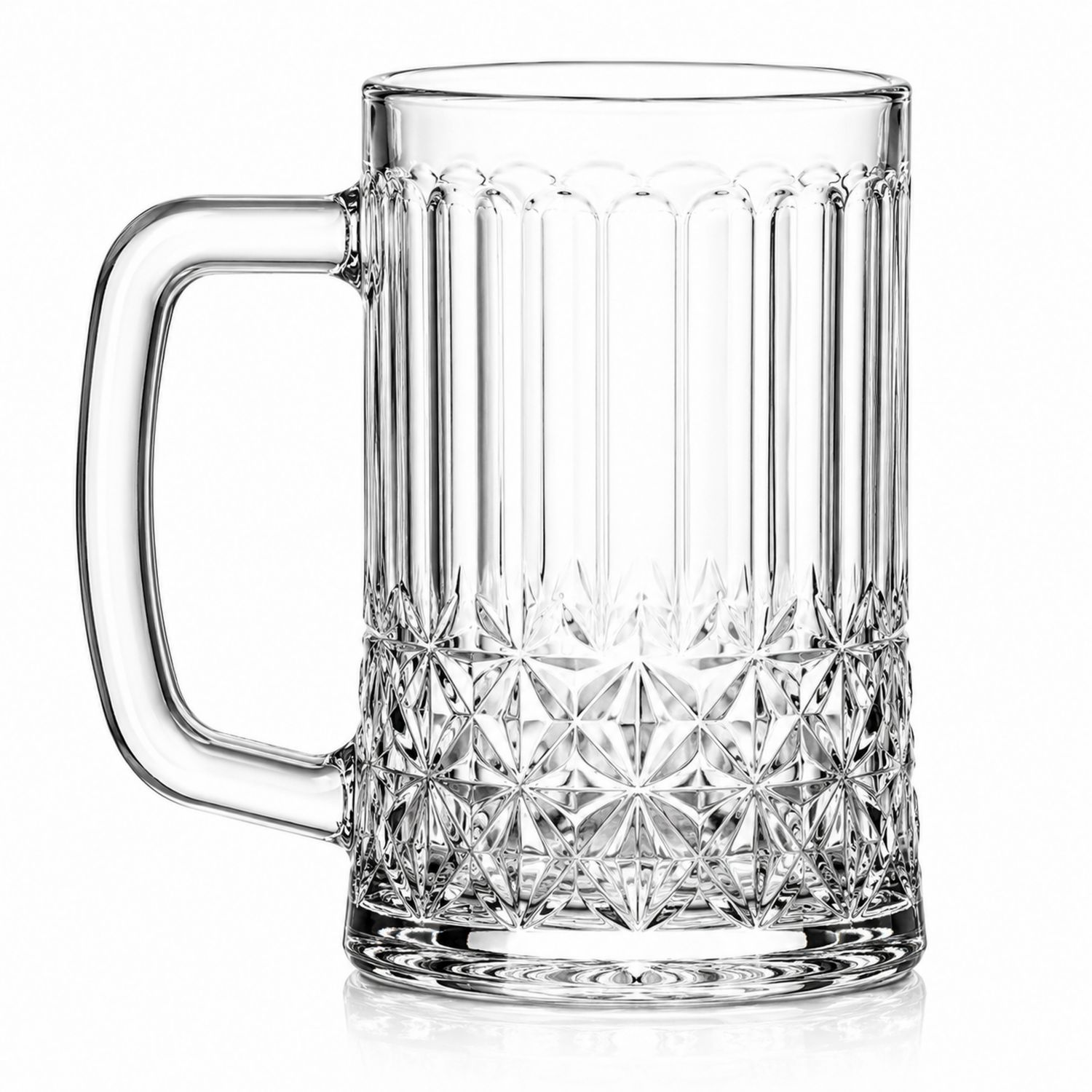 Jarra de Cerveza 500ml Cristal Transparente con Relieve Decorativo-Urbanvirel