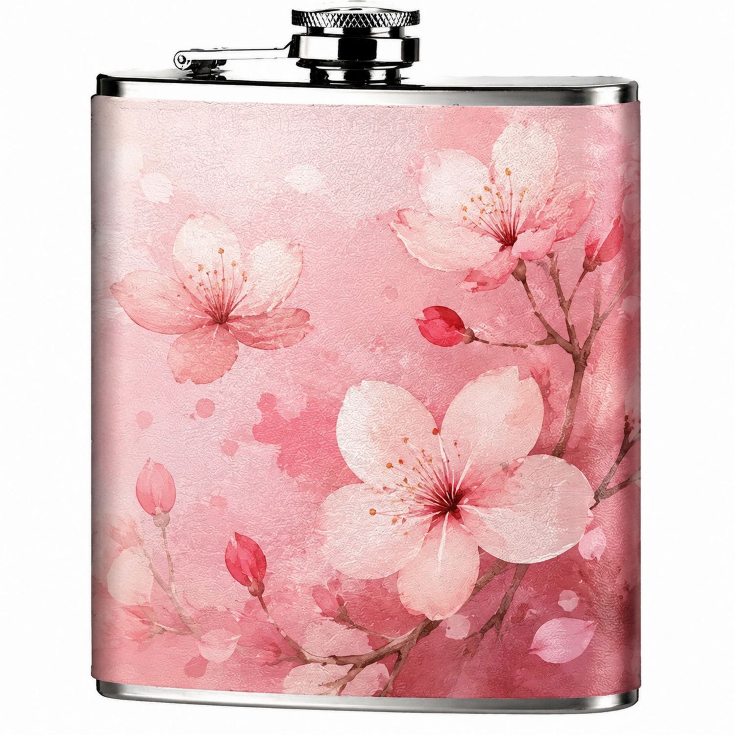 Petaca Rosa con Diseño de Flor de Cerezo 240ml-Urbanvirel