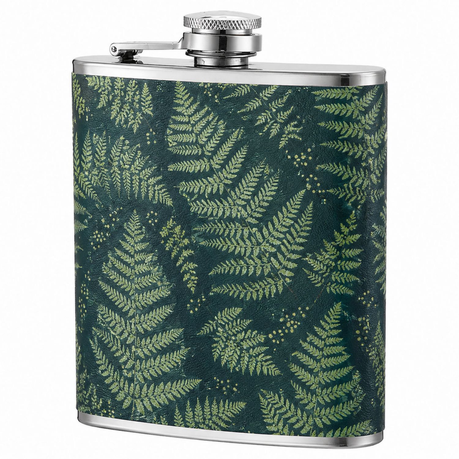 Petaca de Acero Inoxidable con Estampado de Hojas Verdes 230ml-Urbanvirel