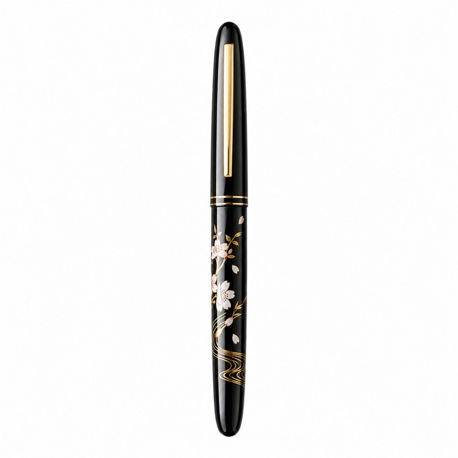 Pluma Estilográfica Negra con Motivo de Flor de Sakura