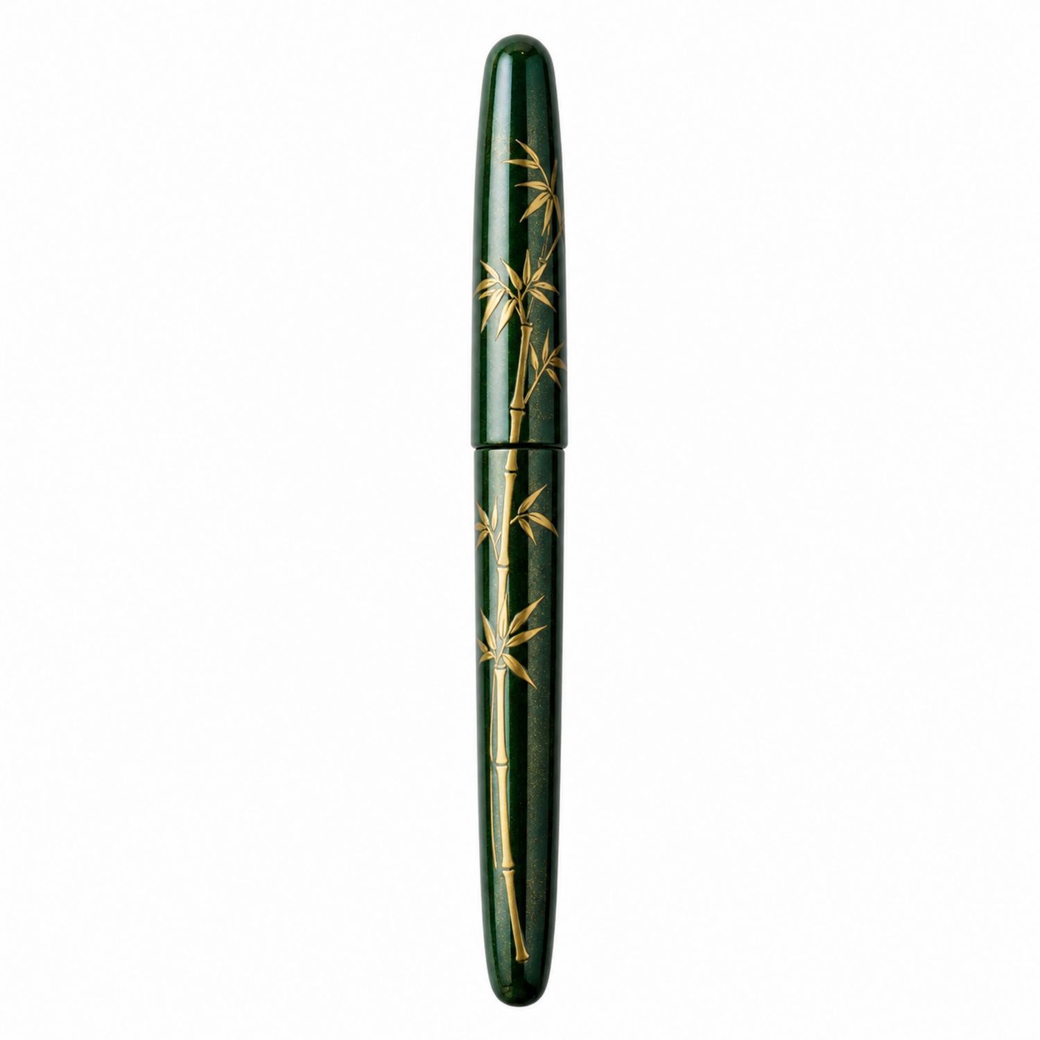 Pluma Estilográfica Verde con Motivos de Bambú