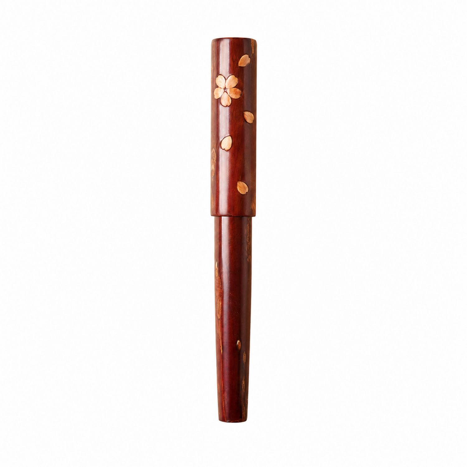 Pluma estilográfica de madera con diseño floral, marrón