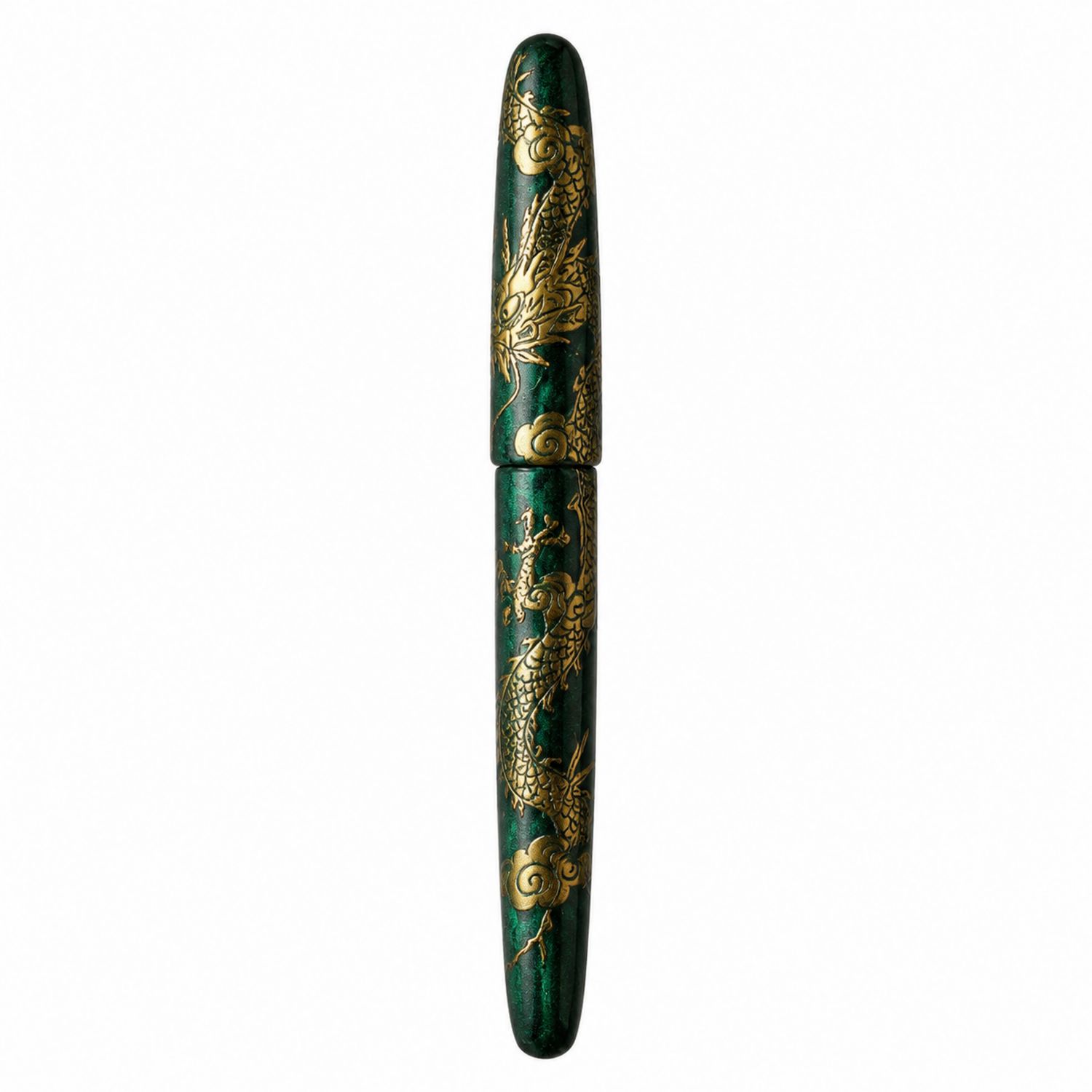 Pluma Fuente de Dragón Verde y Dorado