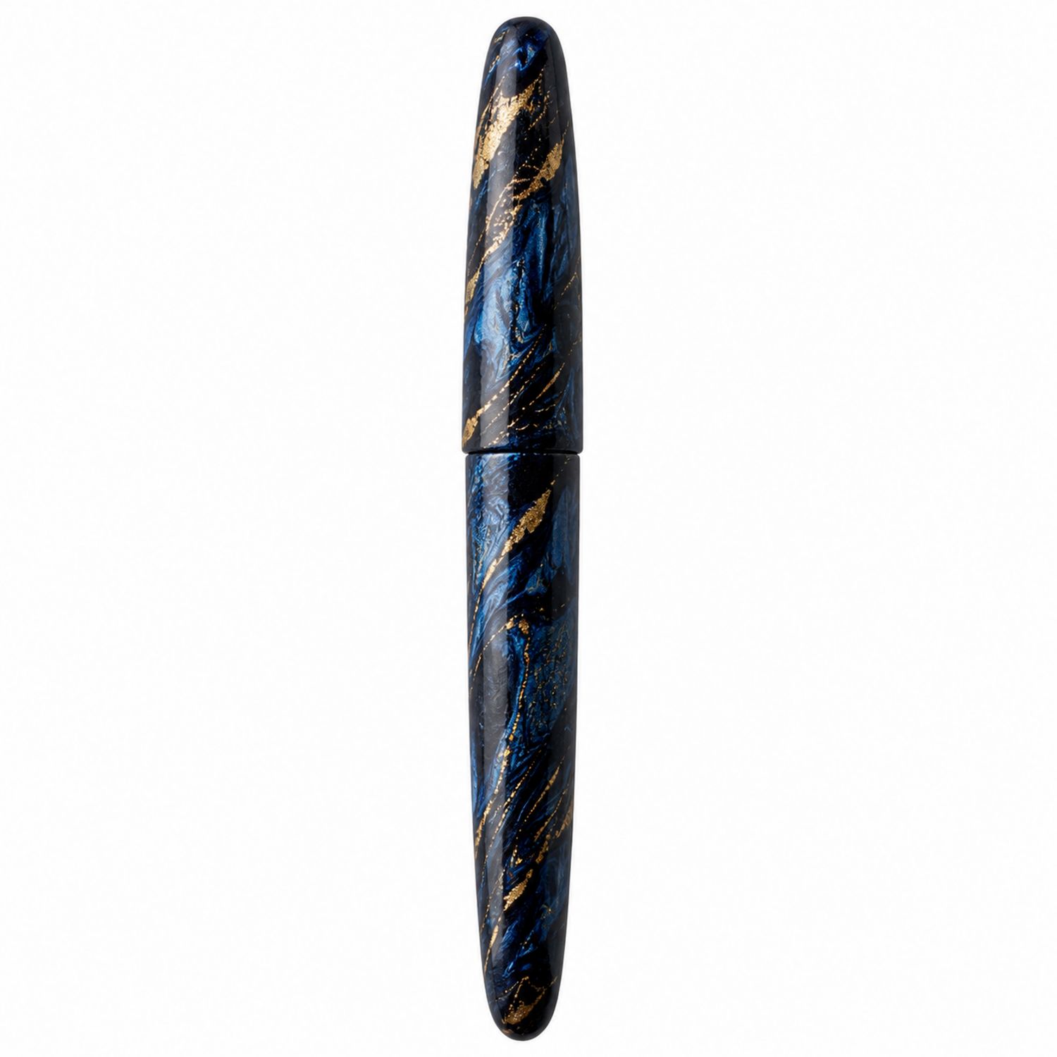 Pluma Estilográfica de Lujo Azul con Detalles Dorados