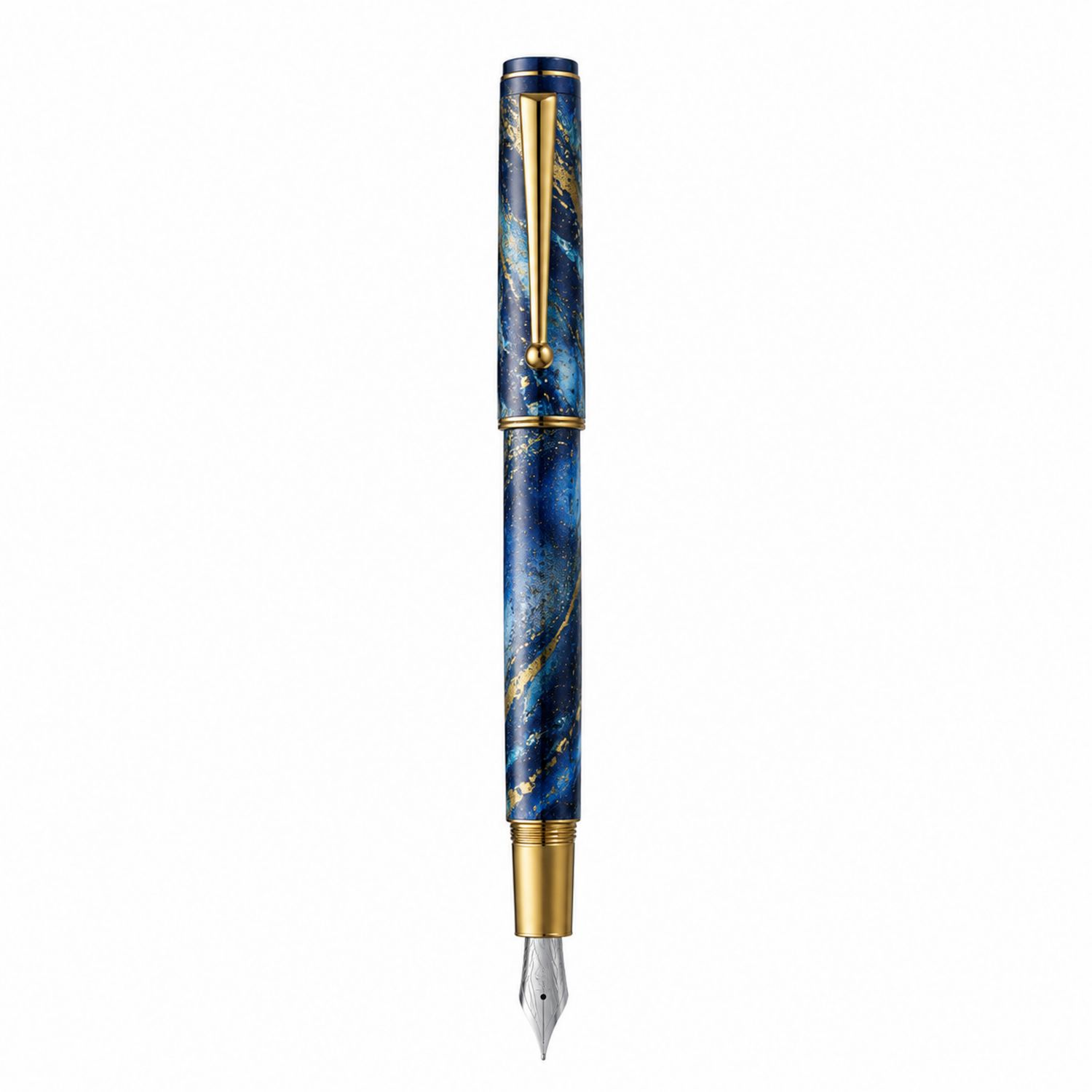 Pluma Estilográfica de Lujo Azul y Dorado