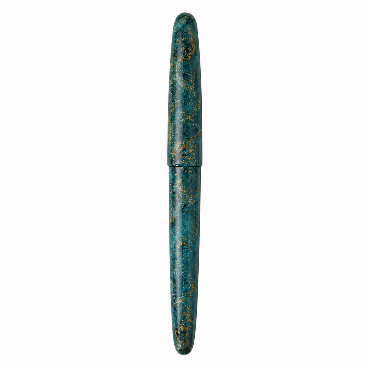 Pluma estilográfica azul mármol con detalles dorados