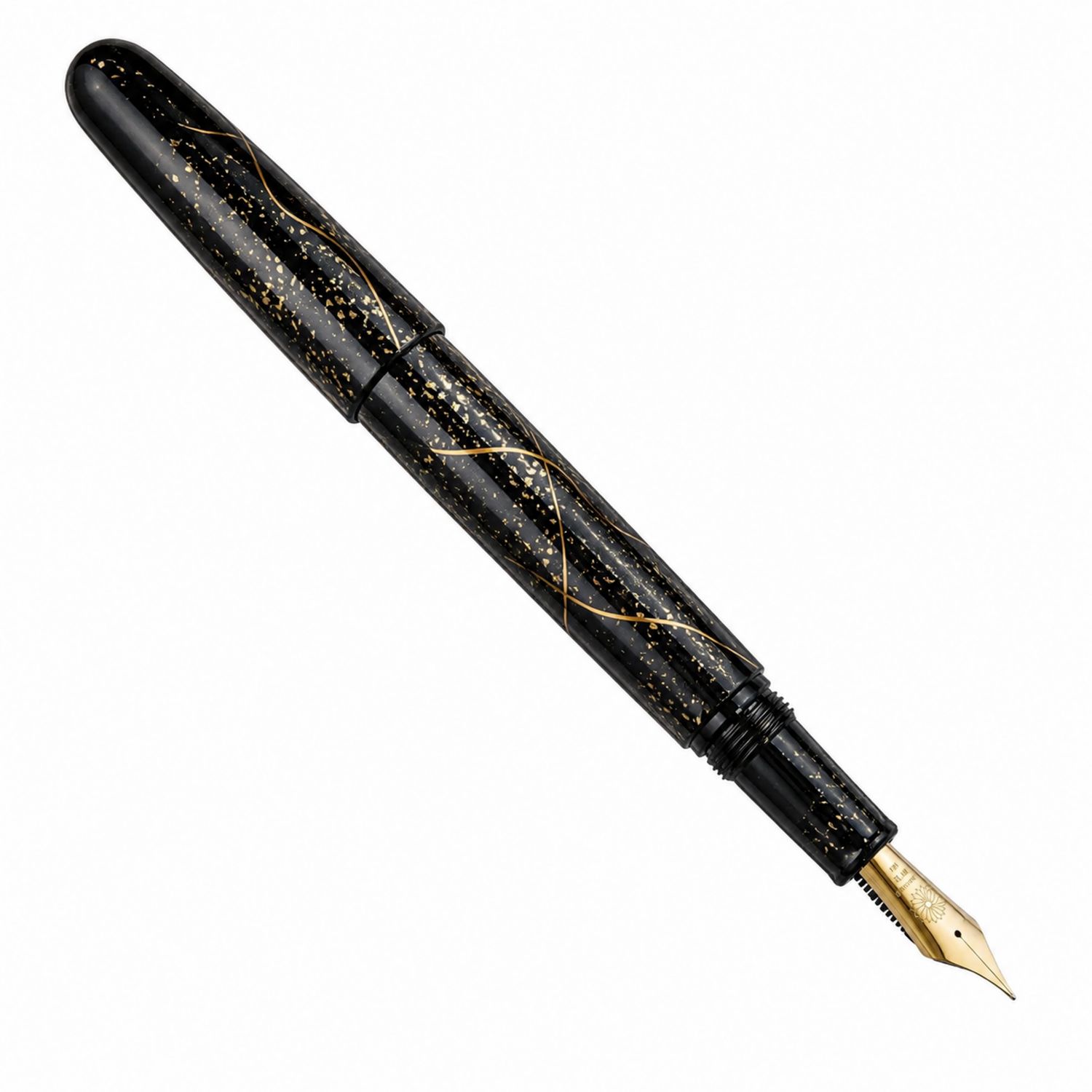 Pluma Estilográfica Negra y Dorada con Plumín de Oro
