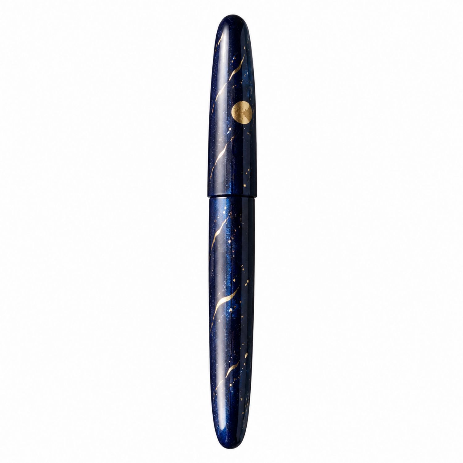 Pluma Estilográfica Azul Oscuro con Detalles Dorados