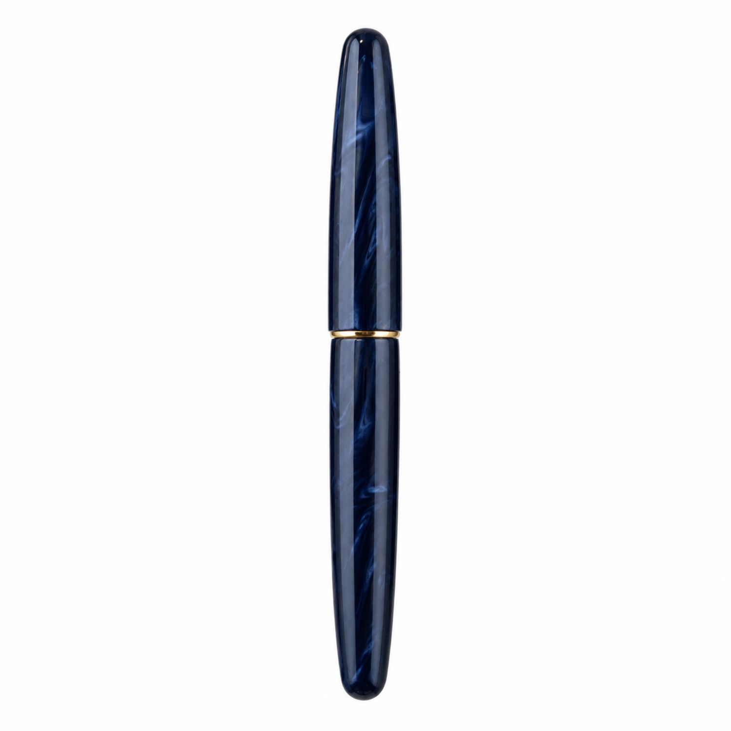 Pluma Estilográfica Azul Marino con Detalles Dorados