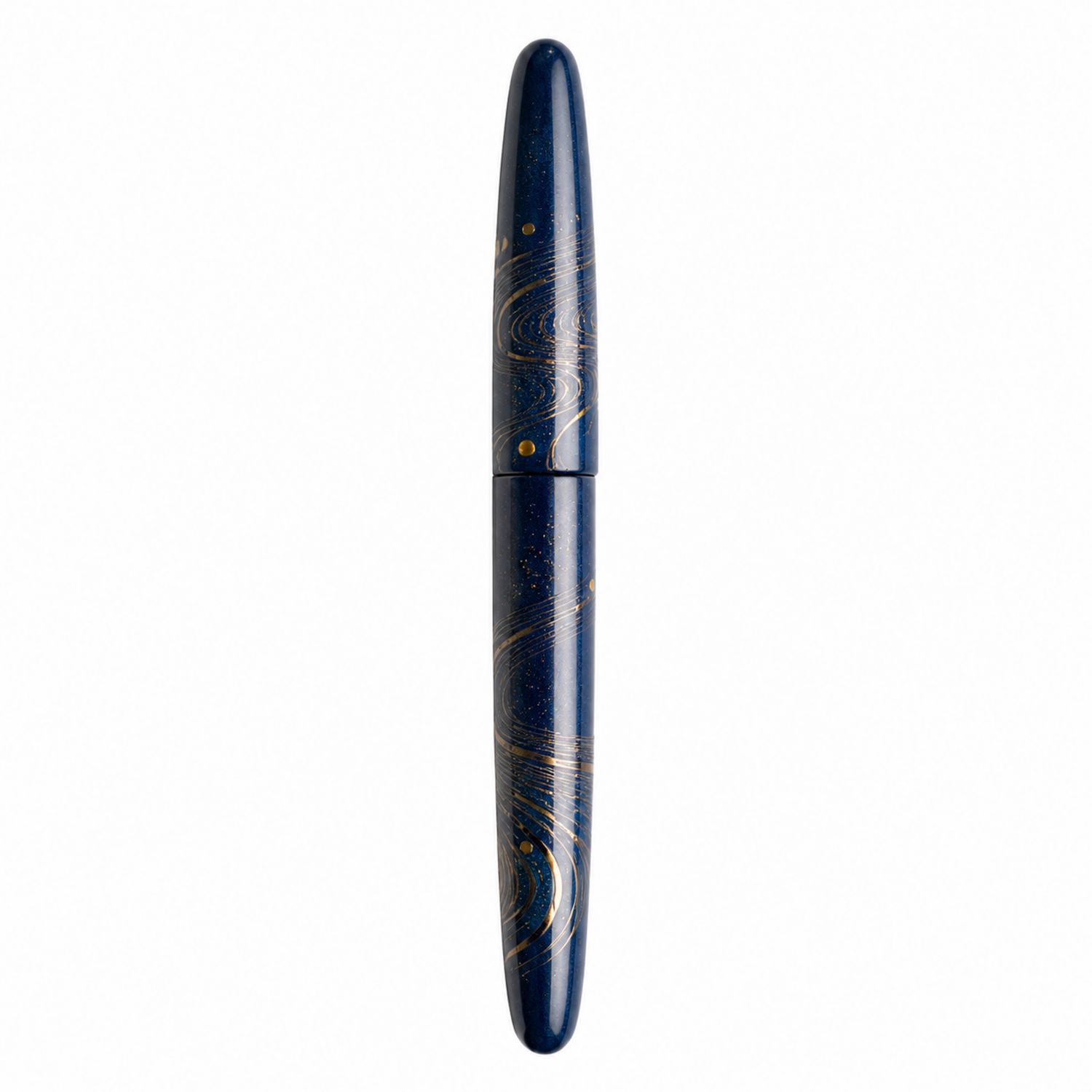 Pluma estilográfica azul con detalles dorados y punta fina