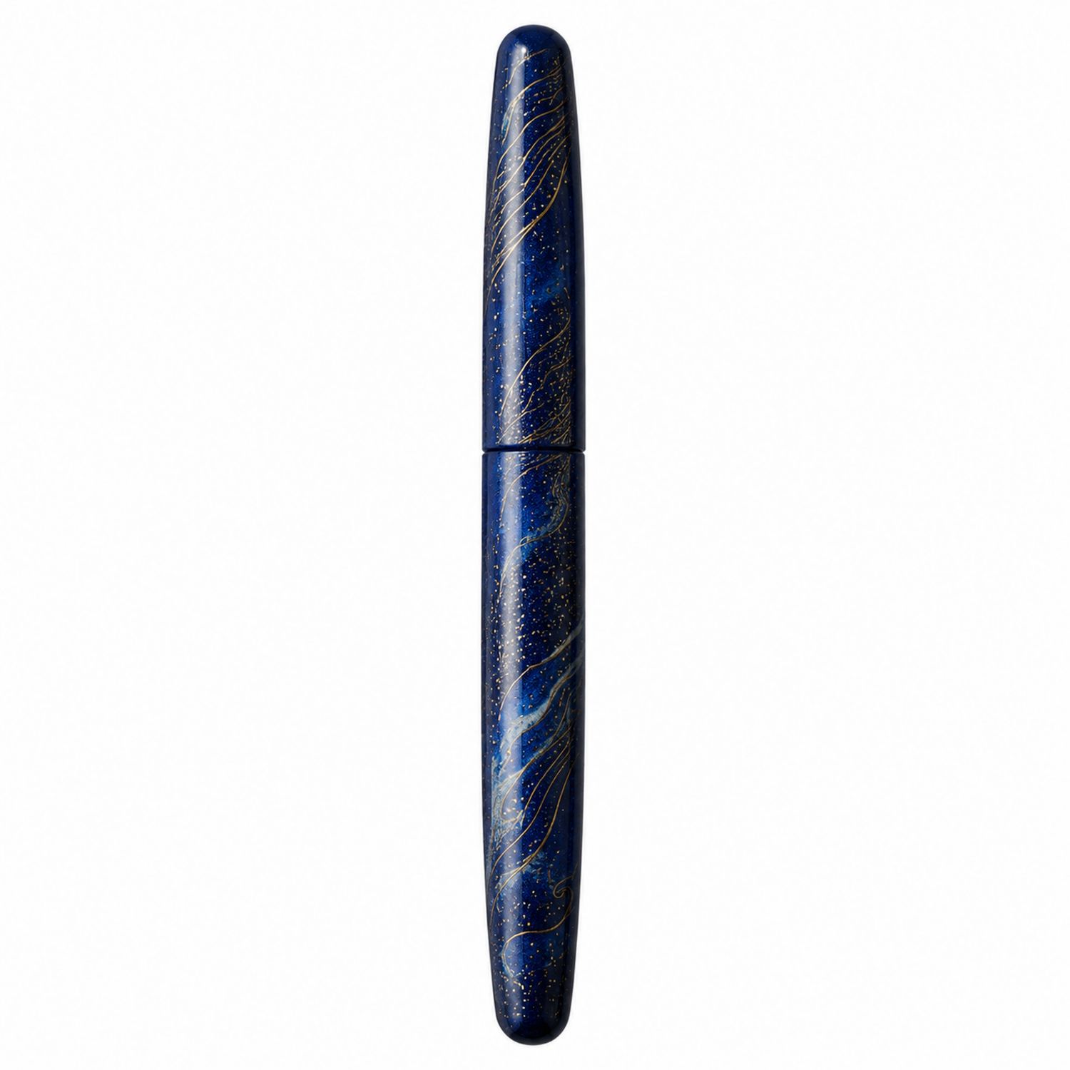 Pluma Estilográfica Azul con Detalles Dorados y Brillo