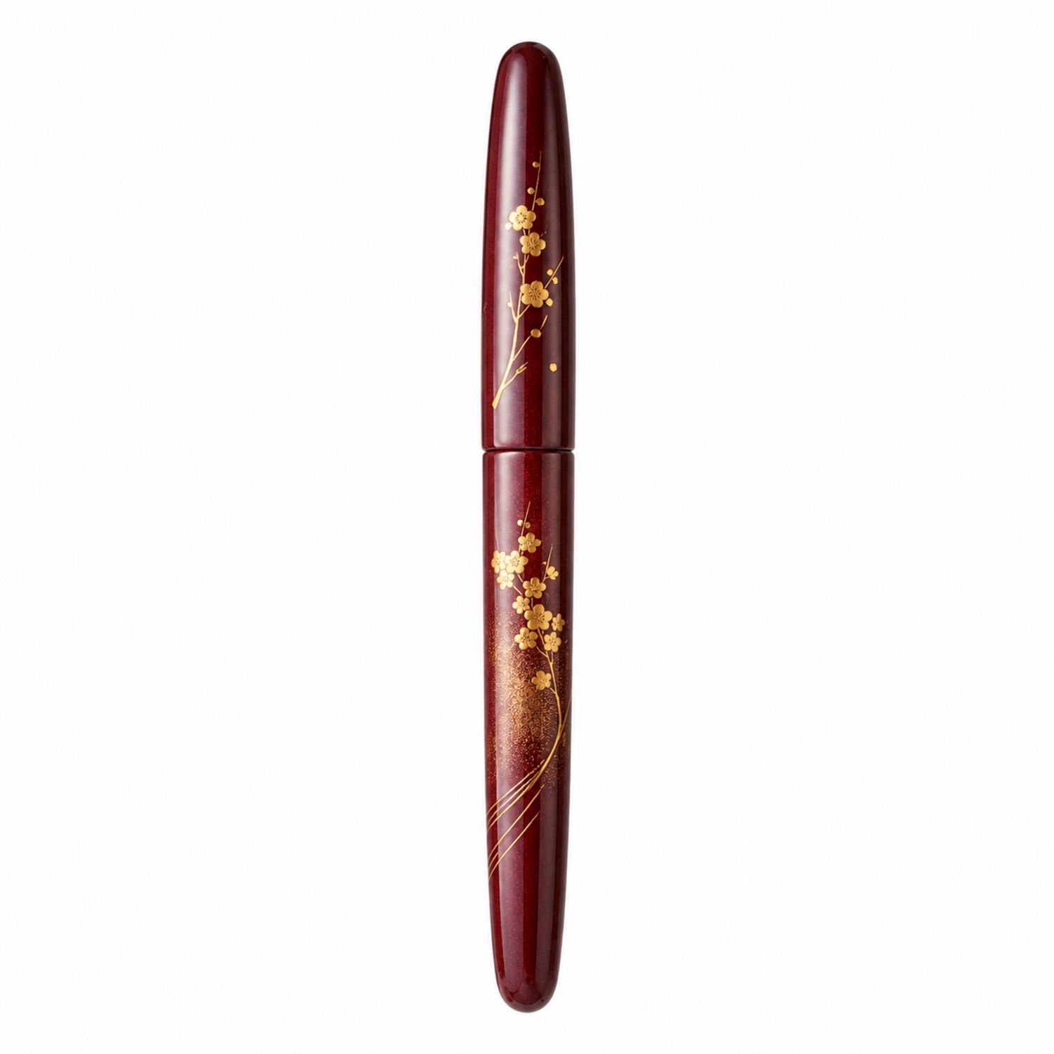 Pluma Estilográfica Roja con Detalles Florales Dorados