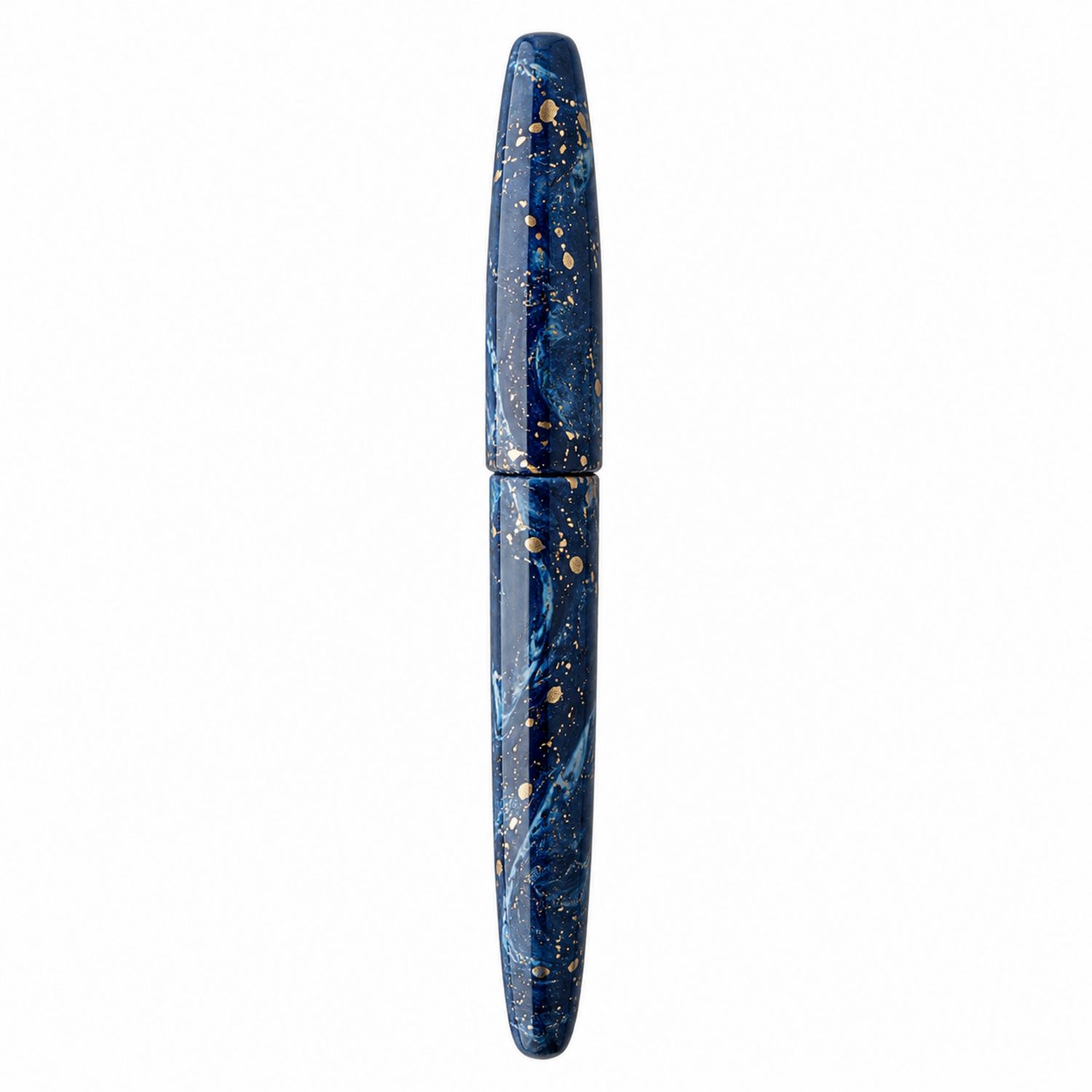 Pluma estilográfica azul con detalles dorados