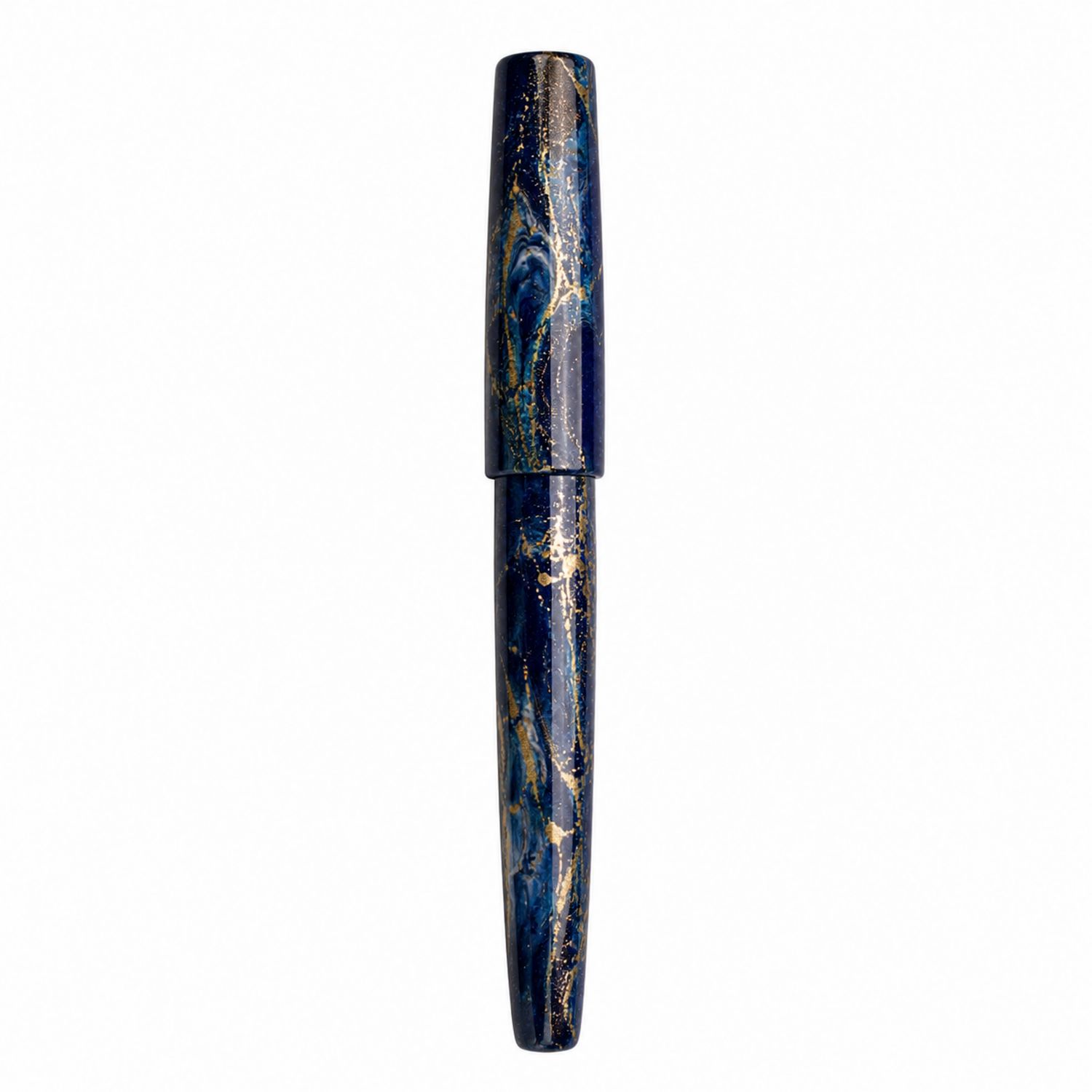 Pluma Estilográfica Azul Mármol con Detalles Dorados