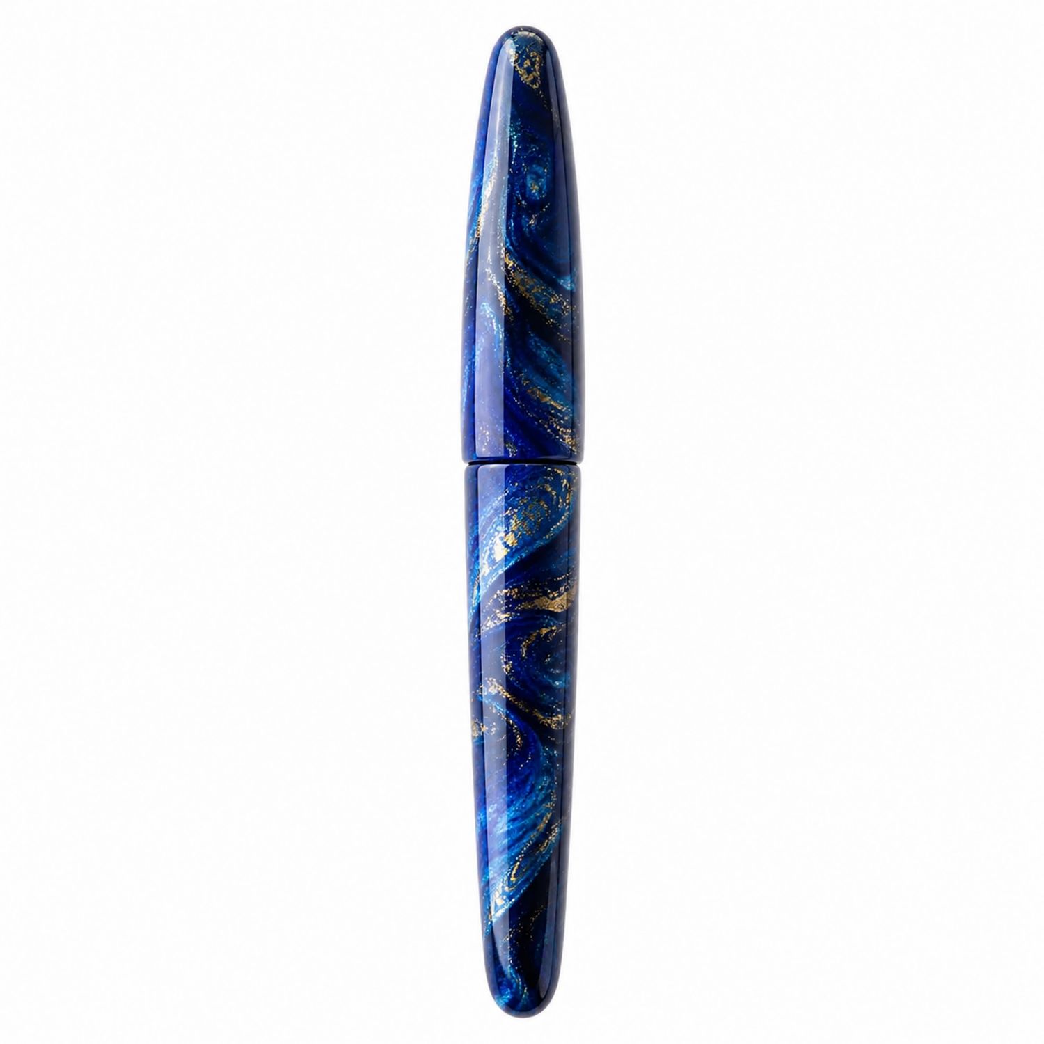 Pluma Estilográfica Azul Mármol con Detalles Dorados