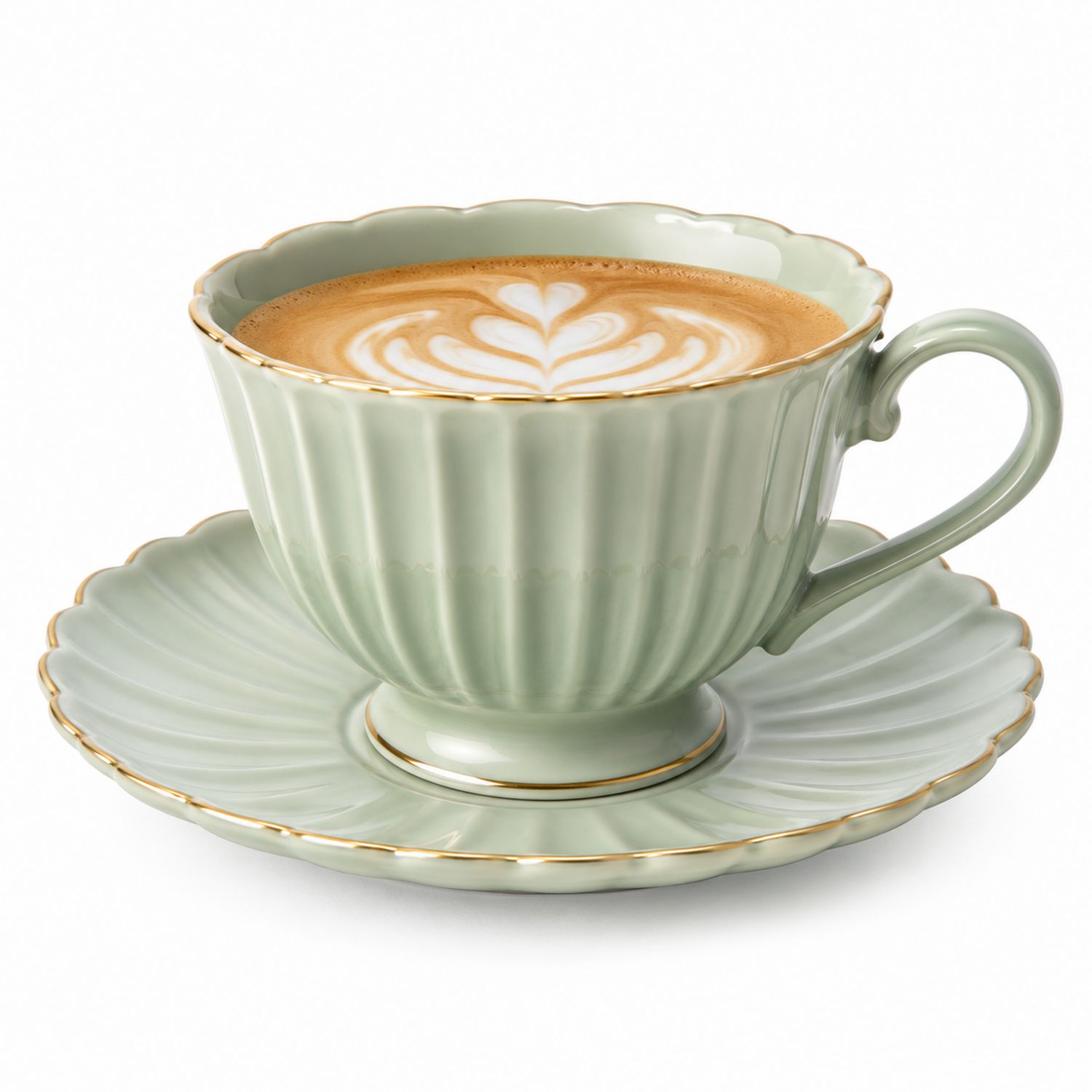 Taza Clásica Verde Claro con Platillo 220ml