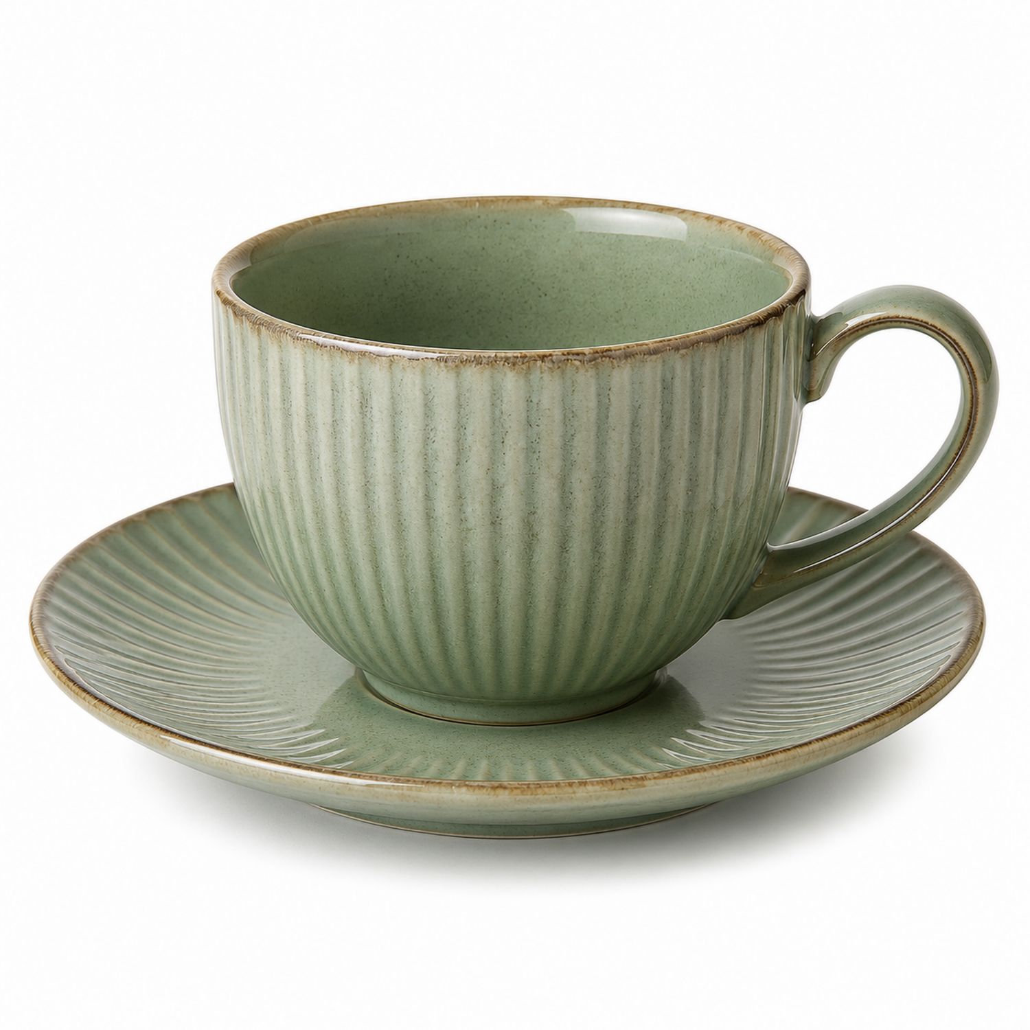 Taza y Plato Verde Texturizado 250ml
