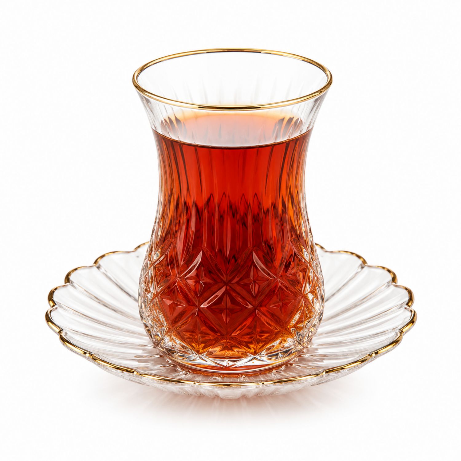 Vaso de Té de Cristal con Detalles Dorados, 200ml