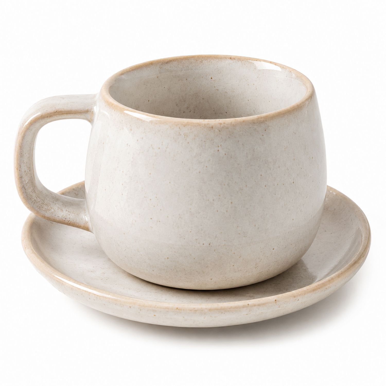 Taza de Cerámica con Platillo Beige 250ml
