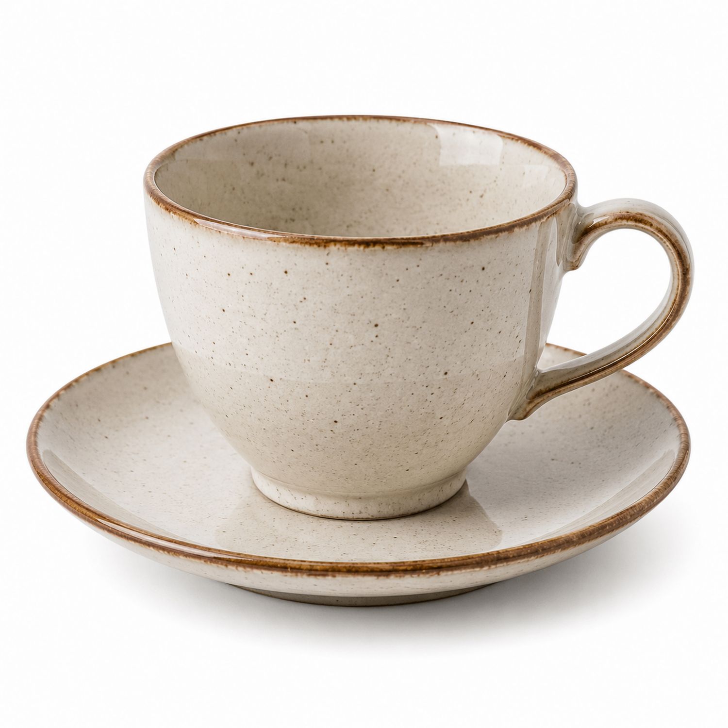 Taza de Cerámica con Platillo Beige - 200ml