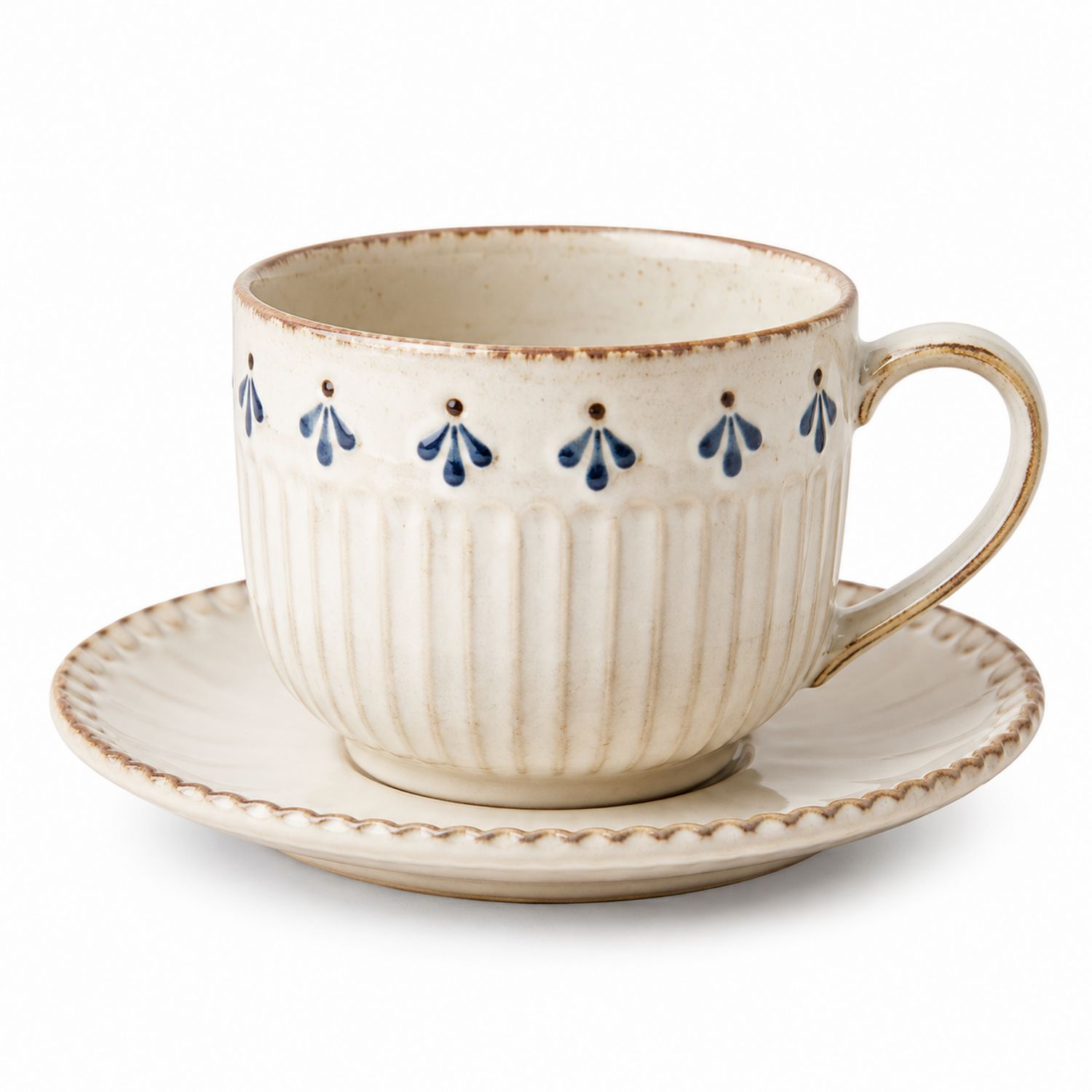 Taza de cerámica con plato motivos azules 250ml