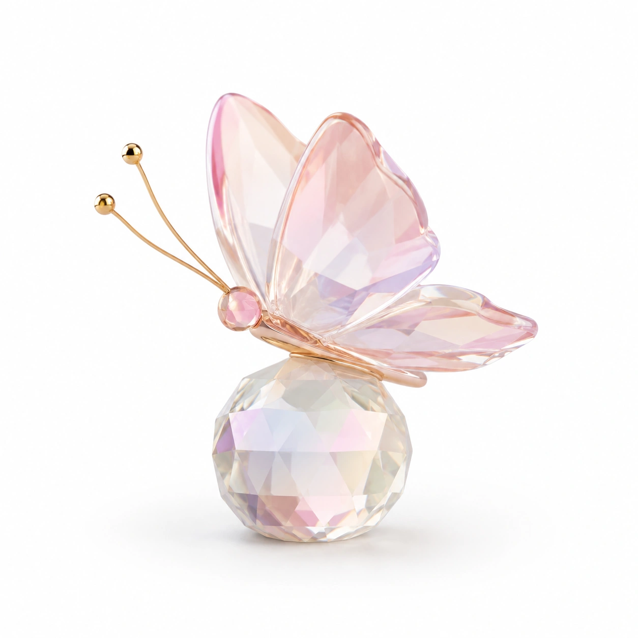 Figura decorativa mariposa de cristal rosa facetado-AlveraLiving