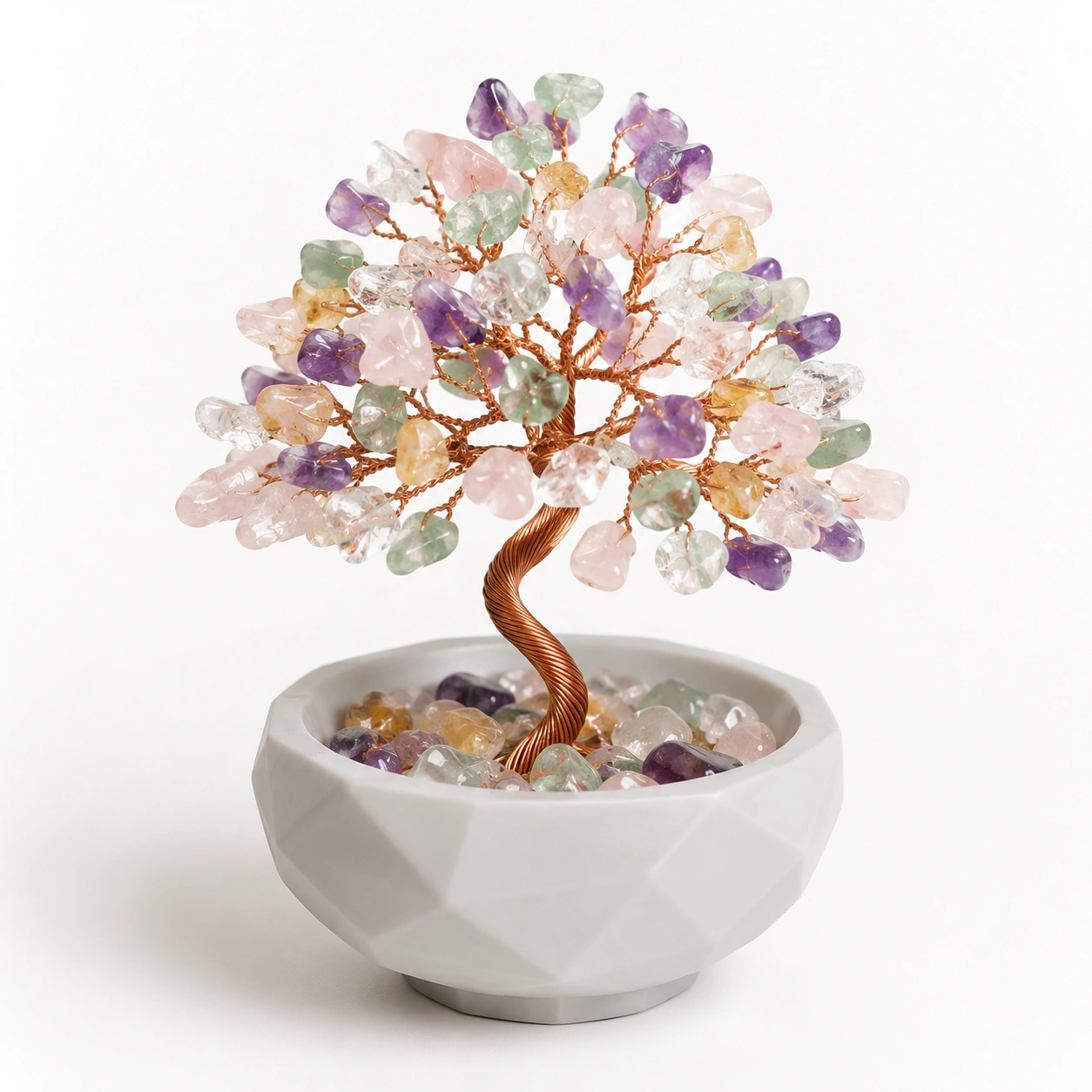 Arbol decorativo de piedras multicolor en maceta-AlveraLiving