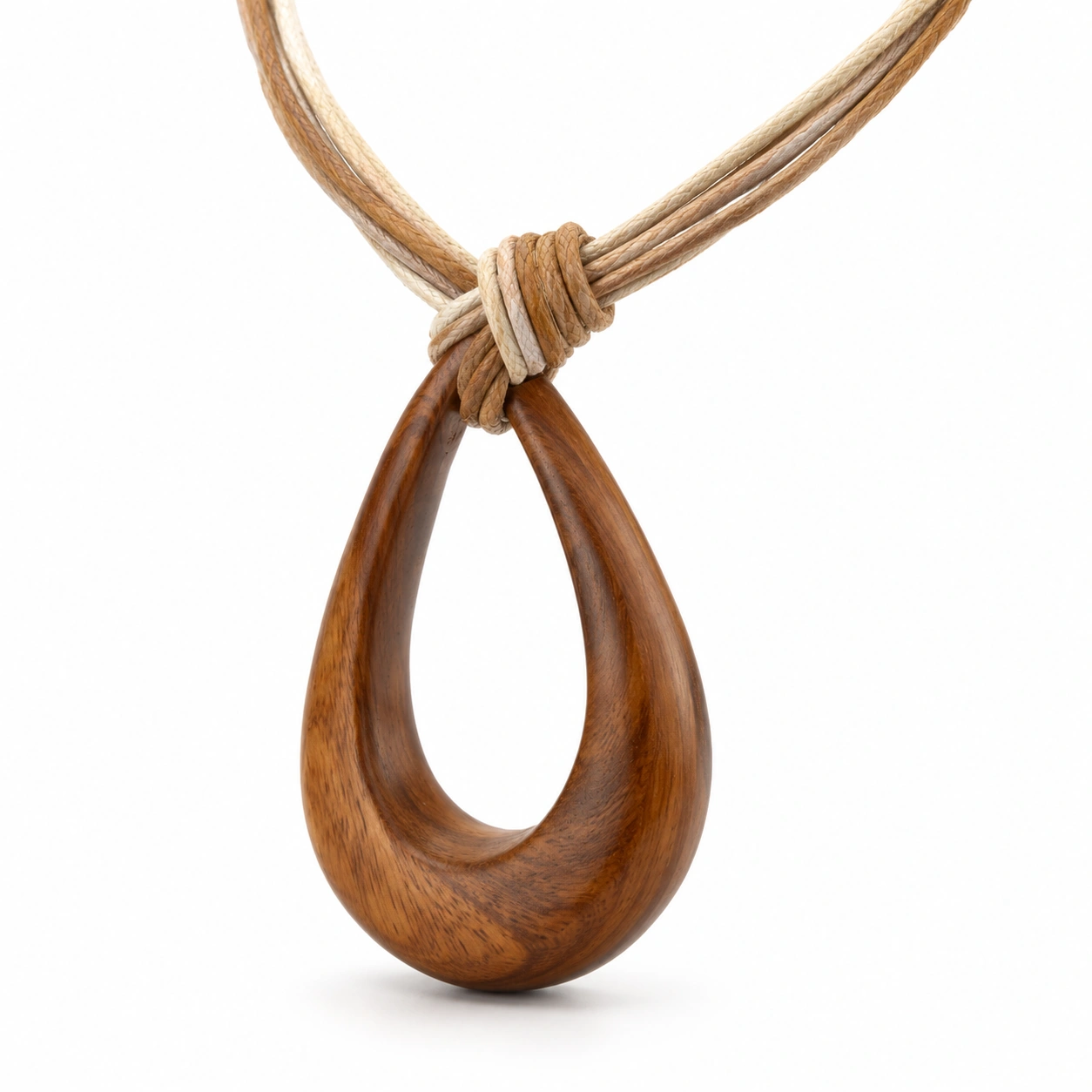 Collar con colgante de madera forma de gota-AlveraLiving